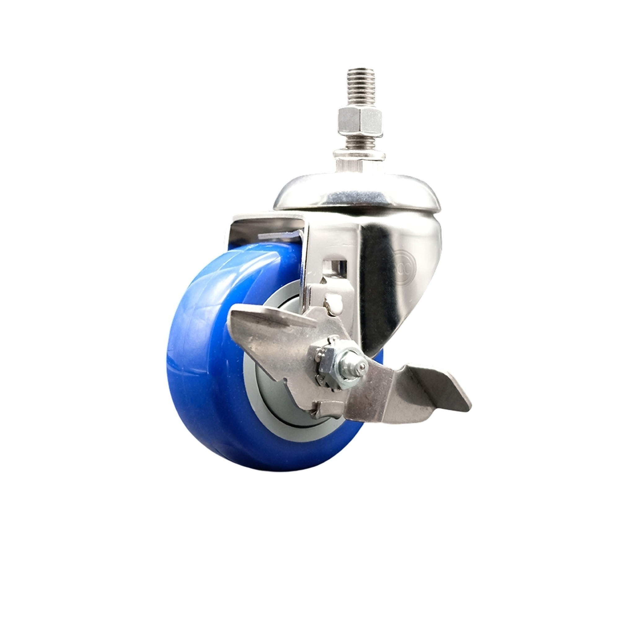 Service Caster, 3Inch x 1 1/4Inch Stem Casters, Wheel Diameter 3 in, Caster Type Swivel, Package (qty.) 1, Model SS316TS20S314-PPUB-BLUE-TLB-121315