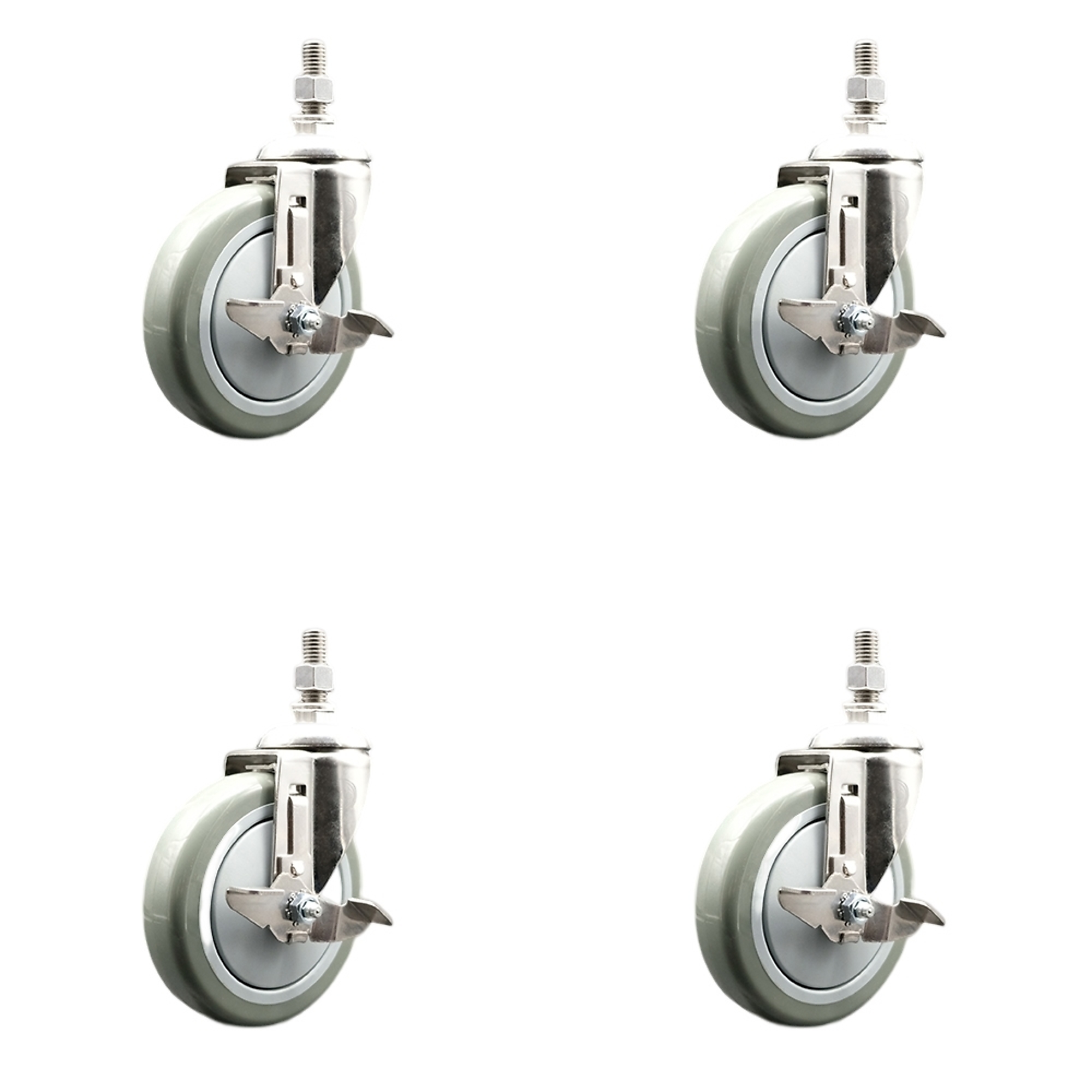 Service Caster, 5Inch x 1 1/4Inch Stem Casters, Wheel Diameter 5 in, Caster Type Swivel, Package (qty.) 4, Model SCC-SS316TS20S514-PPUB-TLB-M1015-4