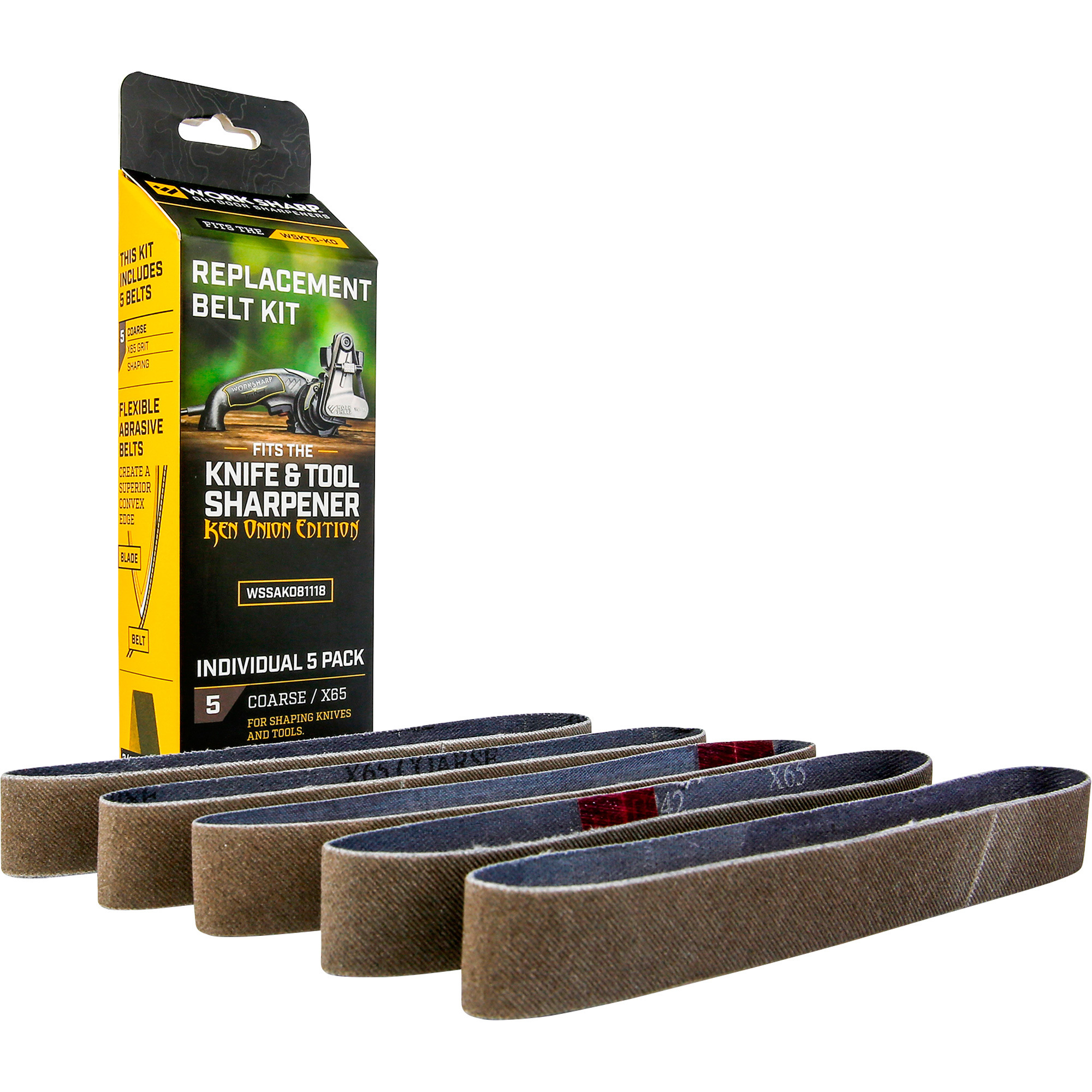 Work Sharp Ken Onion Coarse X65 Belt Kit â 5-Piece, Model WSSAKO81118