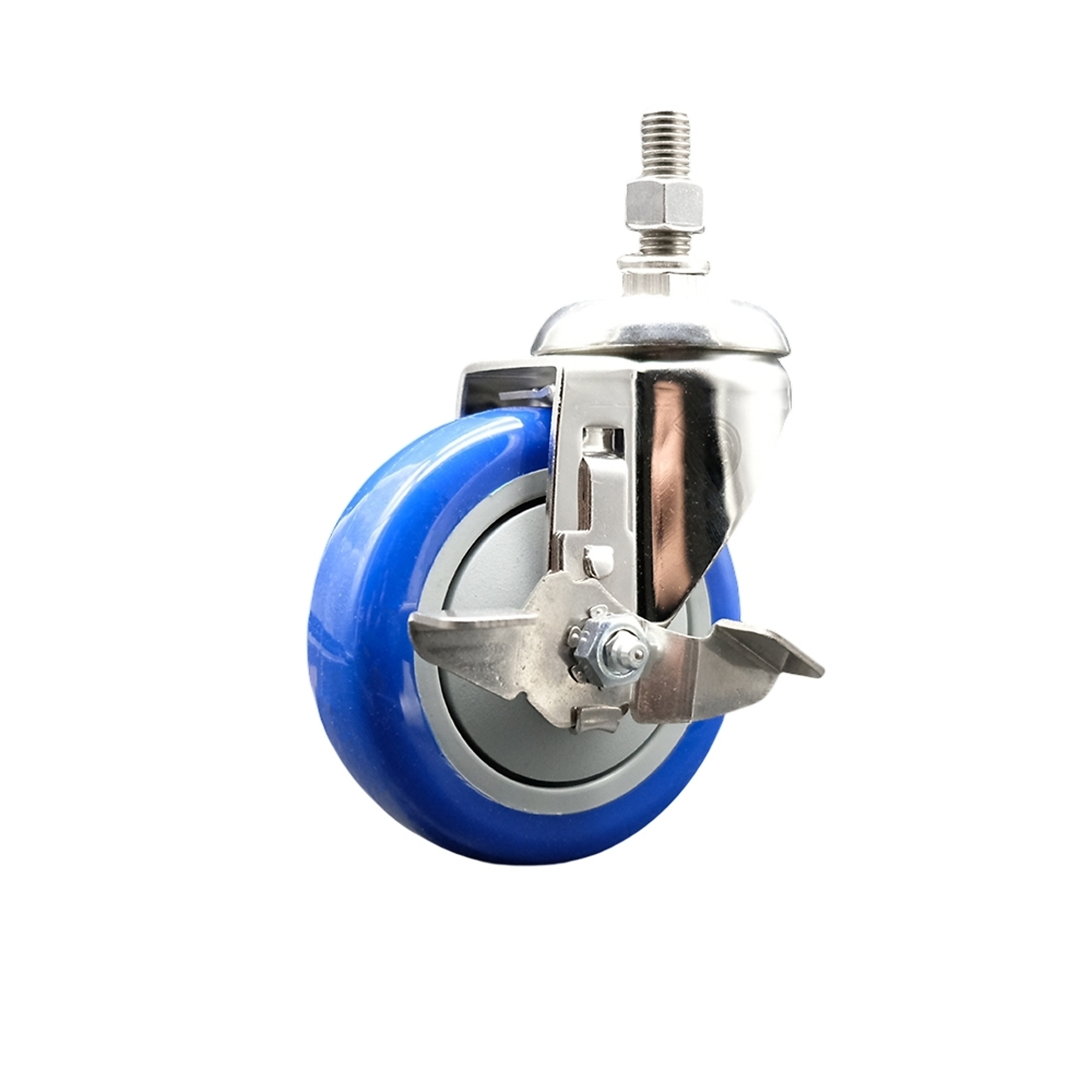 Service Caster, 4Inch x 1 1/4Inch Stem Casters, Wheel Diameter 4 in, Caster Type Swivel, Package (qty.) 1, Model SS316TS20S414-PPUB-BLUE-TLB-121315