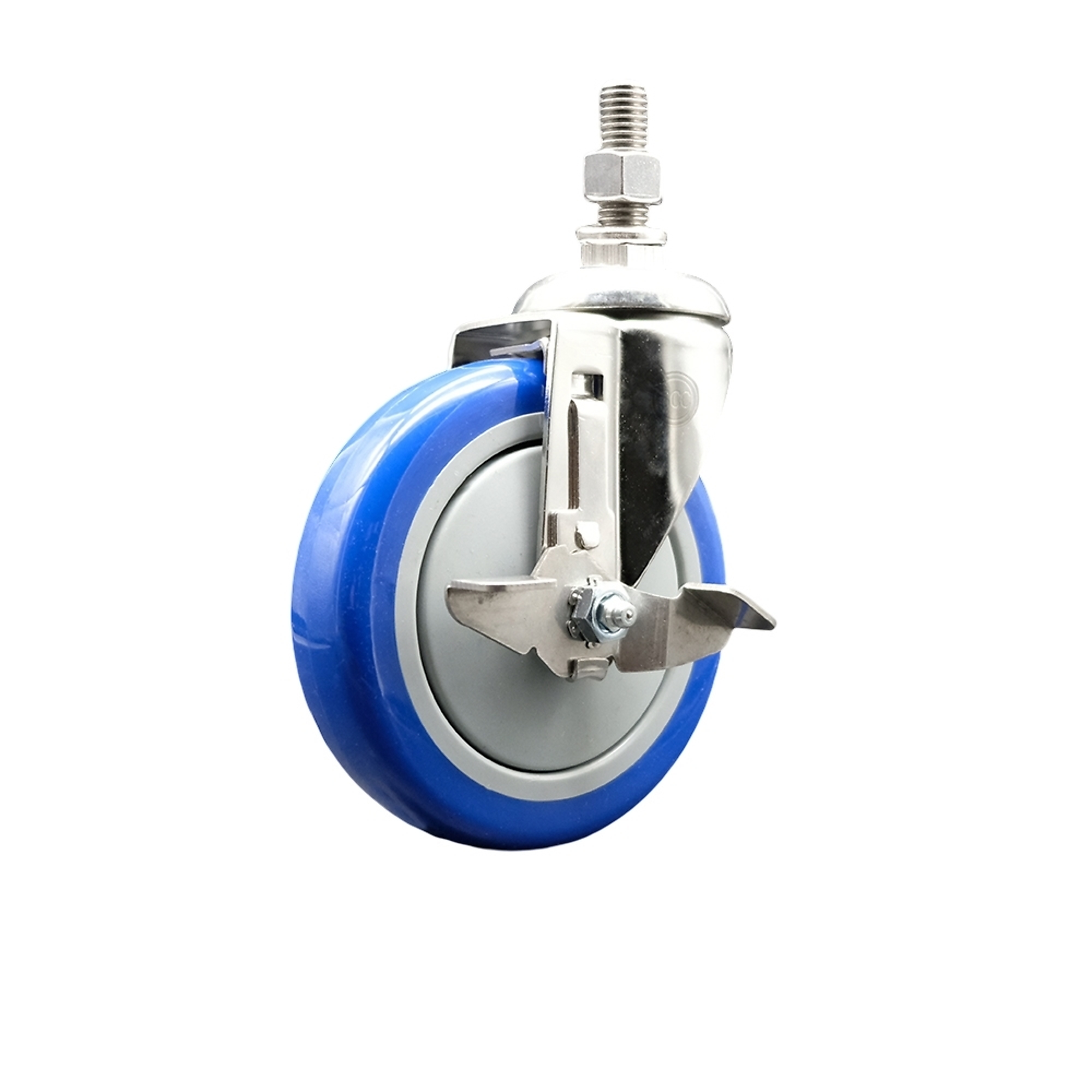 Service Caster, 5Inch x 1 1/4Inch Stem Casters, Wheel Diameter 5 in, Caster Type Swivel, Package (qty.) 1, Model SS316TS20S514-PPUB-BLUE-TLB-121315