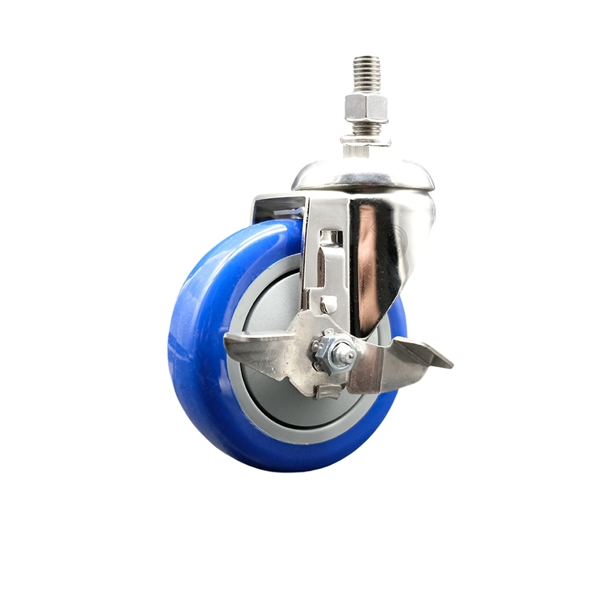 Service Caster, 4Inch x 1 1/4Inch Stem Casters, Wheel Diameter 4 in, Caster Type Swivel, Package (qty.) 1, Model SS316TS20S414-PPUB-BLUE-TLB-381615