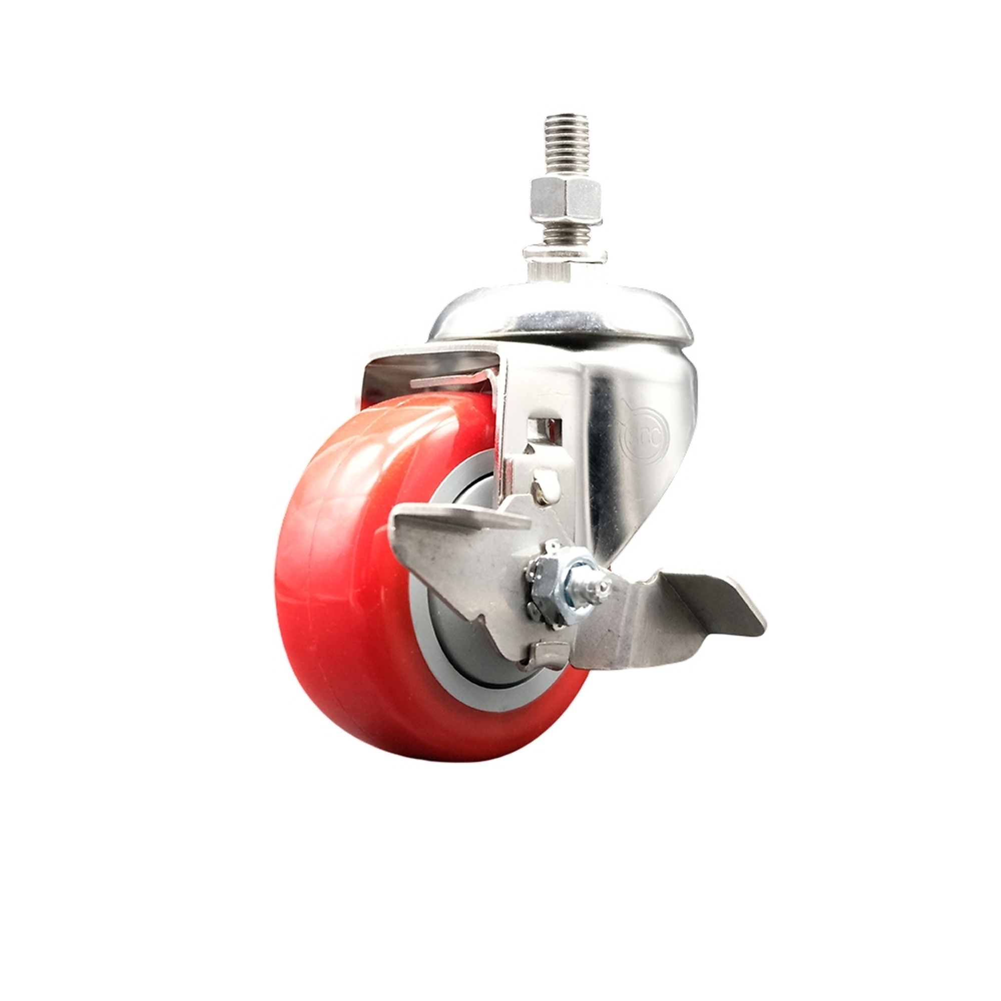 Service Caster, 3 1/2Inch x 1 1/4Inch Stem Casters, Wheel Diameter 3.5 in, Caster Type Swivel, Package (qty.) 1, Model SS316TS20S3514-PPUB-RED-TLB-