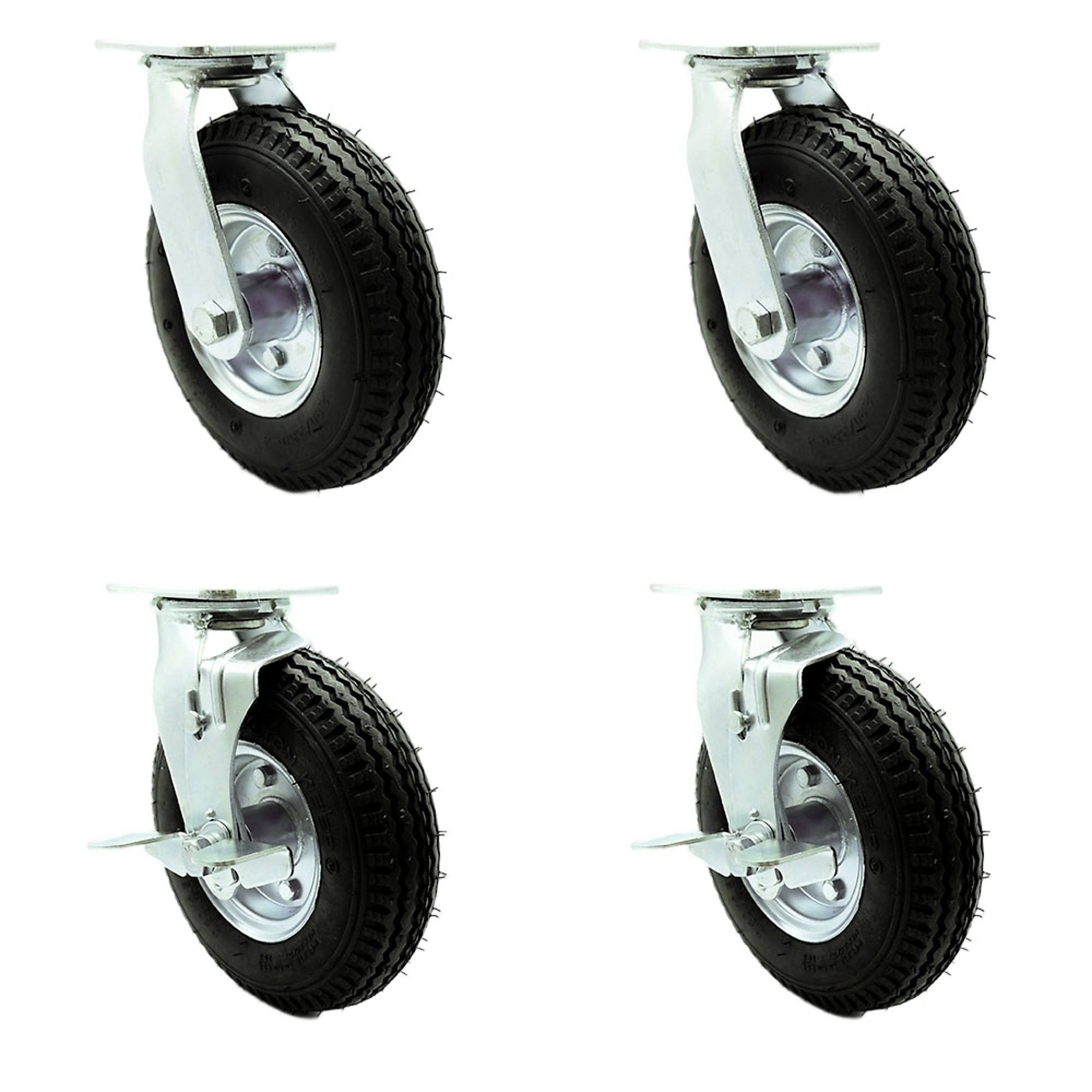 8Inch x 2 1/2Inch Plate Casters, Wheel Diameter 8 in, Caster Type Swivel, Package (qty.) 4, Model - Service Caster SCC-100S280-PNB-2-TLB-2