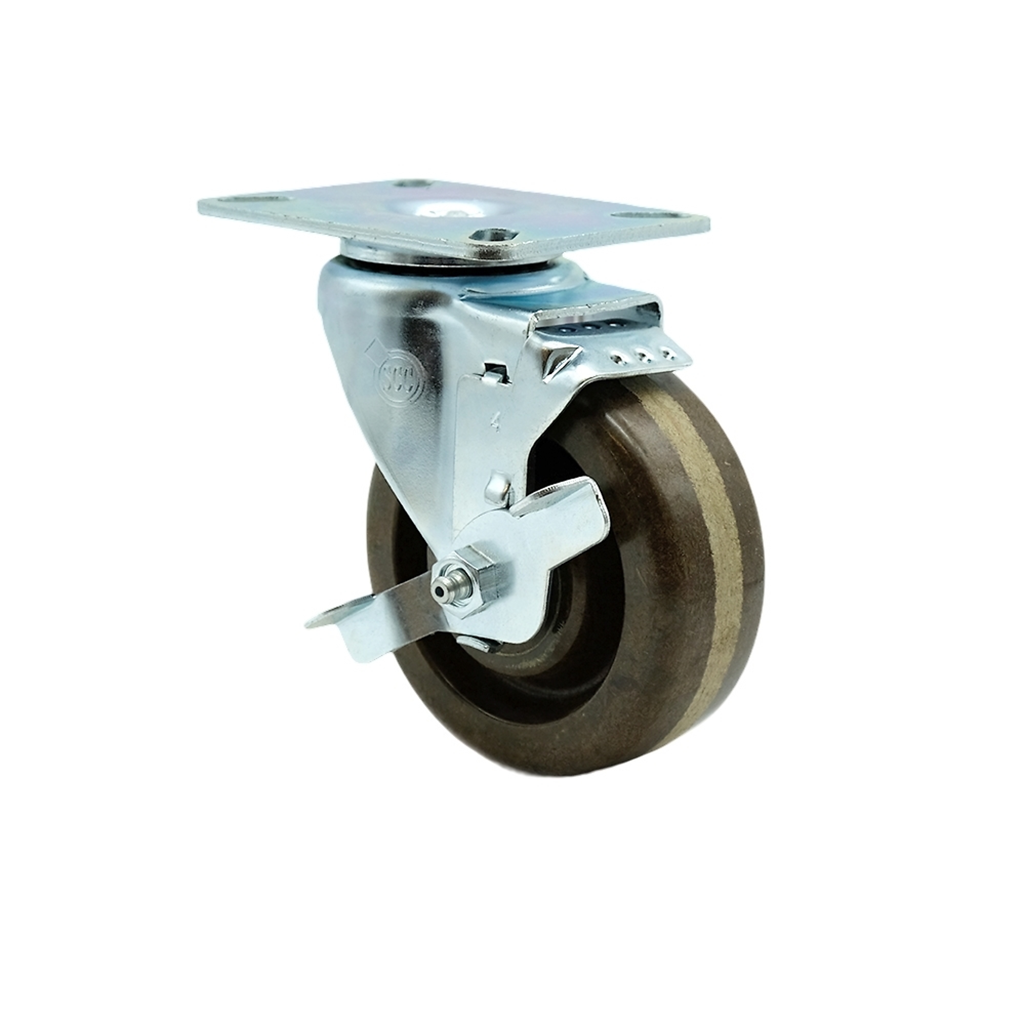 Service Caster, 4Inch x 1 1/2Inch Plate Caster, Wheel Diameter 4 in, Caster Type Swivel, Package (qty.) 1, Model SCC-20S415-PHSHT-TP2-TLB