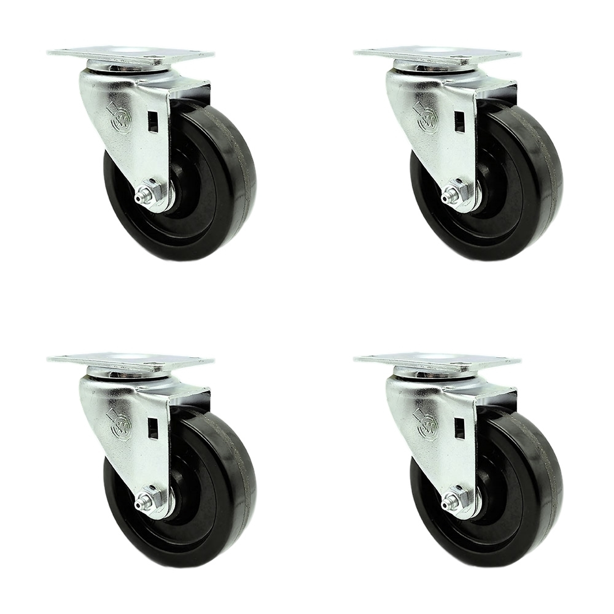 Service Caster, 4Inch x 1 1/4Inch Plate Casters, Wheel Diameter 4 in, Caster Type Swivel, Package (qty.) 4, Model SCC-20S414-PHS-4