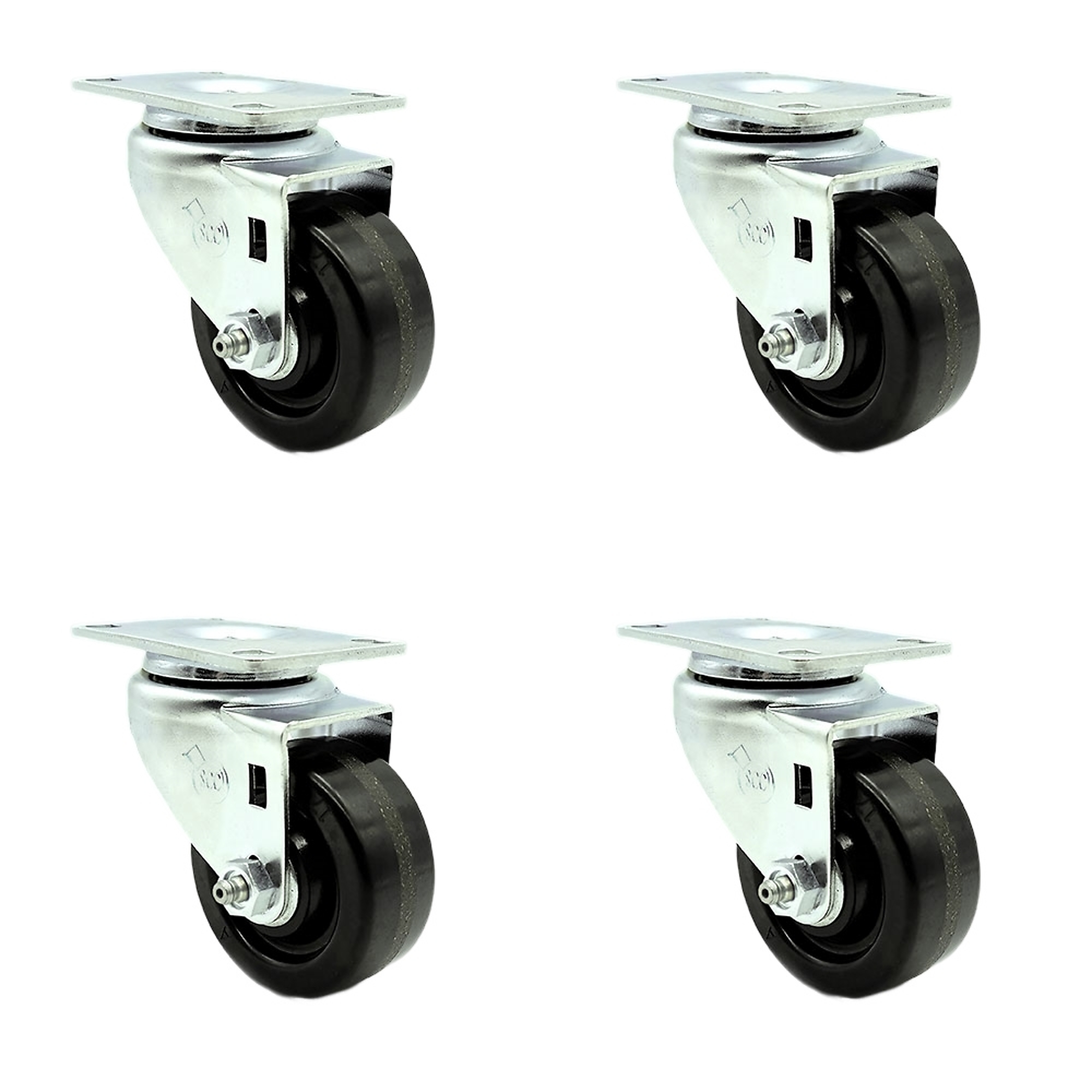 Service Caster, 3 1/2Inch x 1 1/4Inch Plate Casters, Wheel Diameter 3.5 in, Caster Type Swivel, Package (qty.) 4, Model SCC-20S3514-PHR-4