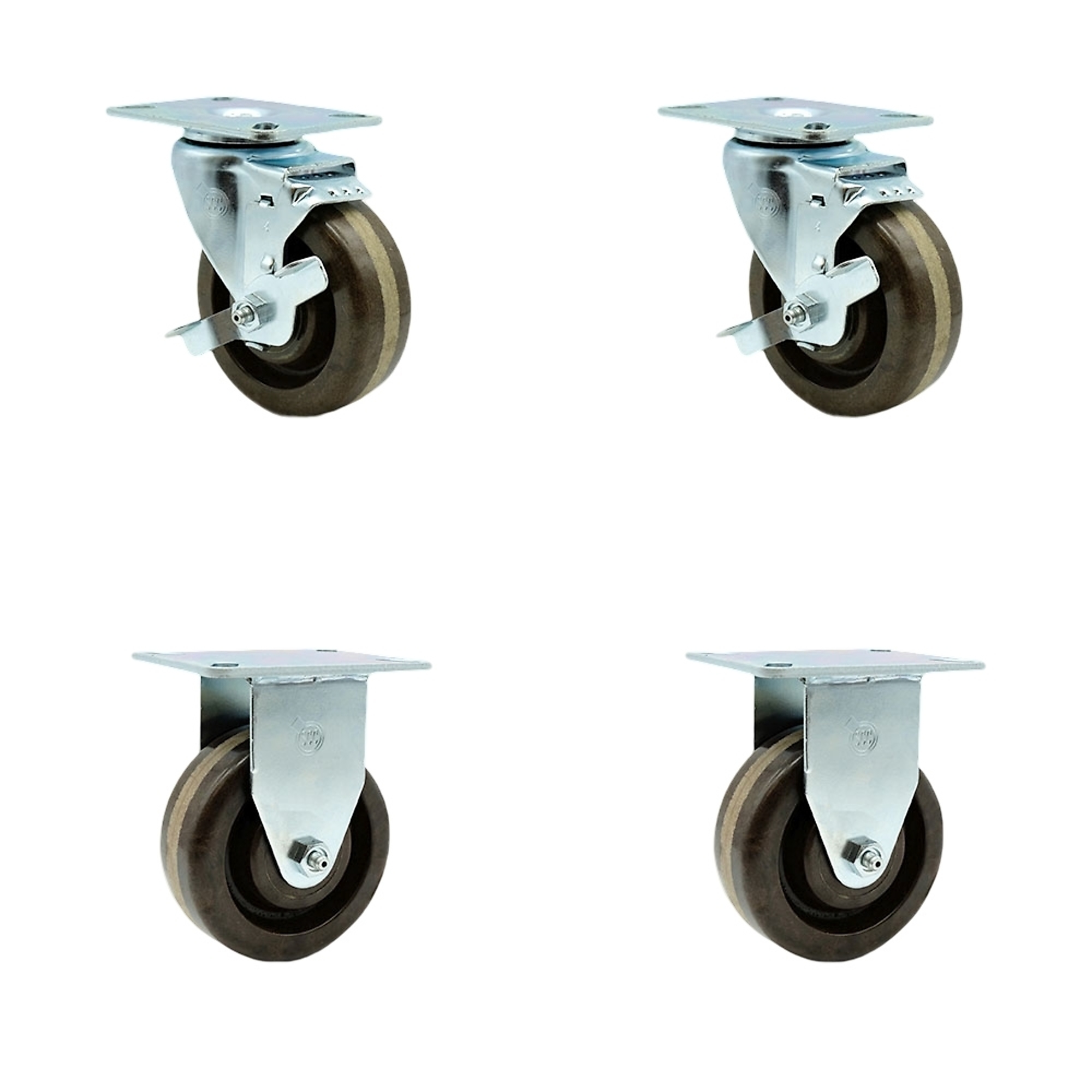 Service Caster, 4Inch x 1 1/2Inch Plate Casters, Wheel Diameter 4 in, Caster Type Swivel, Package (qty.) 4, Model SCC-20S415-PHSHT-TP2-TLB-2-R415-2