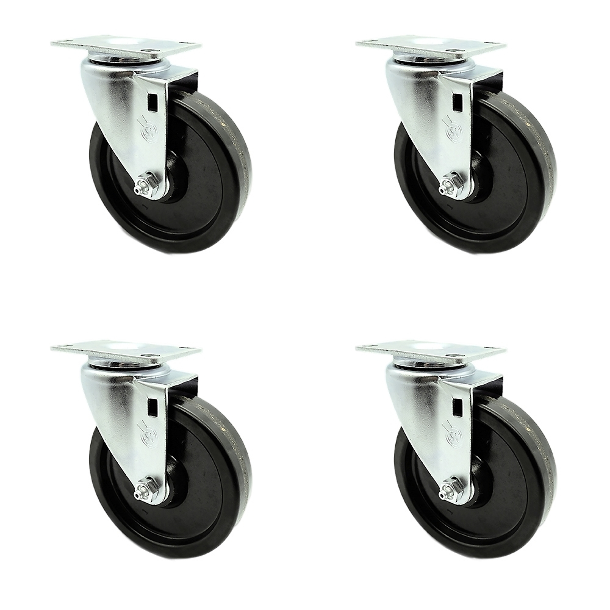 Service Caster, 5Inch x 1 1/4Inch Plate Casters, Wheel Diameter 5 in, Caster Type Swivel, Package (qty.) 4, Model SCC-20S514-PHR-4