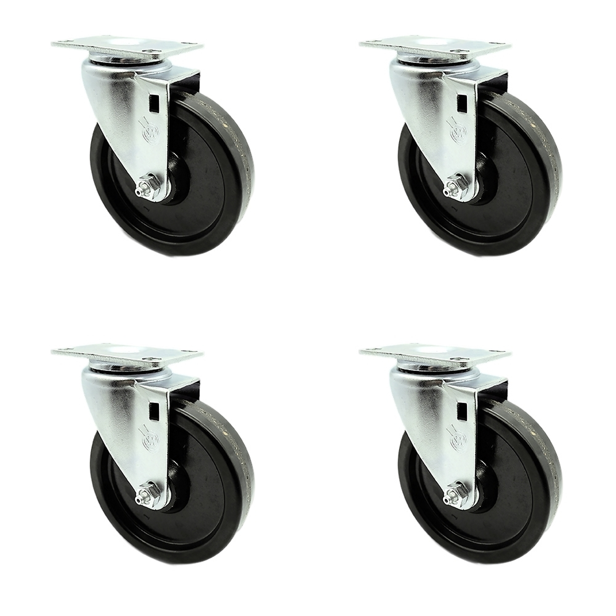 Service Caster, 5Inch x 1 1/4Inch Plate Casters, Wheel Diameter 5 in, Caster Type Swivel, Package (qty.) 4, Model SCC-20S514-PHS-4