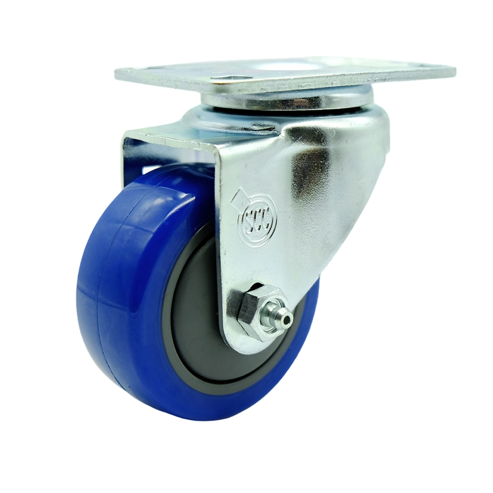 Service Caster, 3Inch x 1 1/4Inch Plate Caster, Wheel Diameter 3 in, Caster Type Swivel, Package (qty.) 1, Model SCC-20S314-PPUB-BLUE