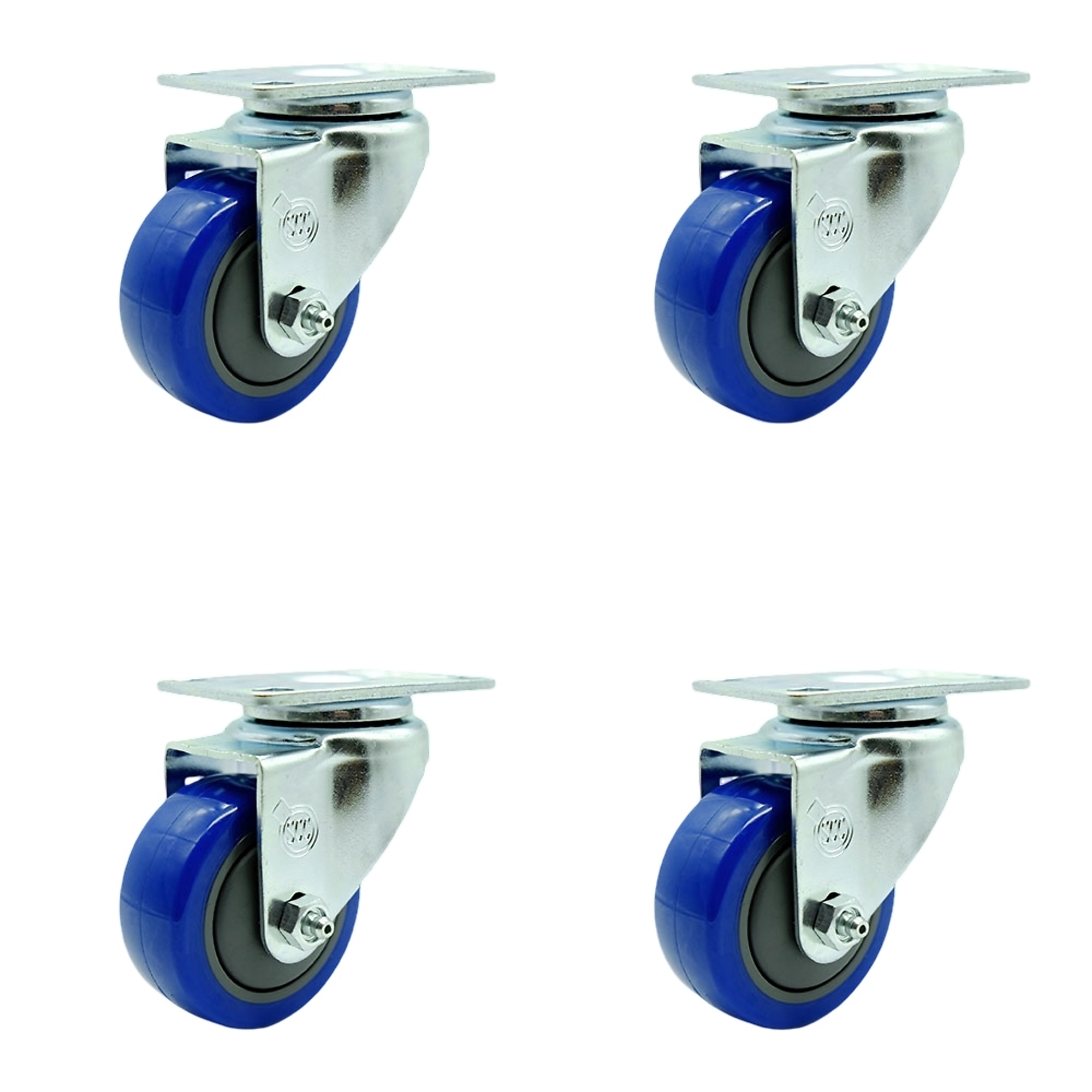 Service Caster, 3 1/2Inch x 1 1/4Inch Plate Casters, Wheel Diameter 3.5 in, Caster Type Swivel, Package (qty.) 4, Model SCC-20S3514-PPUB-BLUE-4