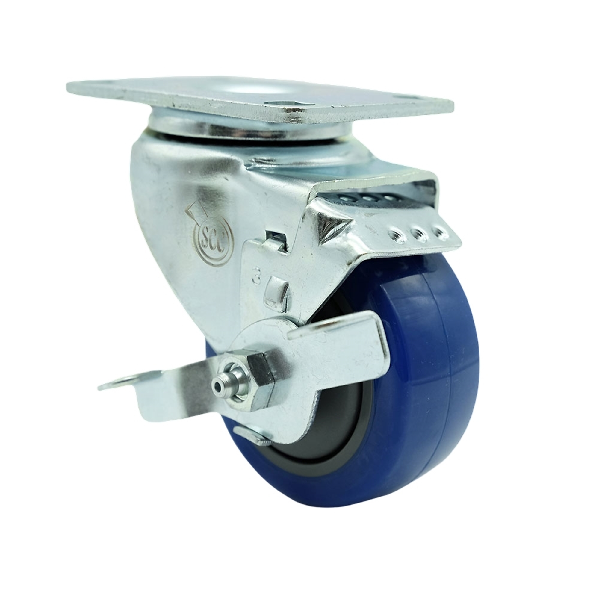 Service Caster, 3Inch x 1 1/4Inch Plate Caster, Wheel Diameter 3 in, Caster Type Swivel, Package (qty.) 1, Model SCC-20S314-PPUB-BLUE-TLB