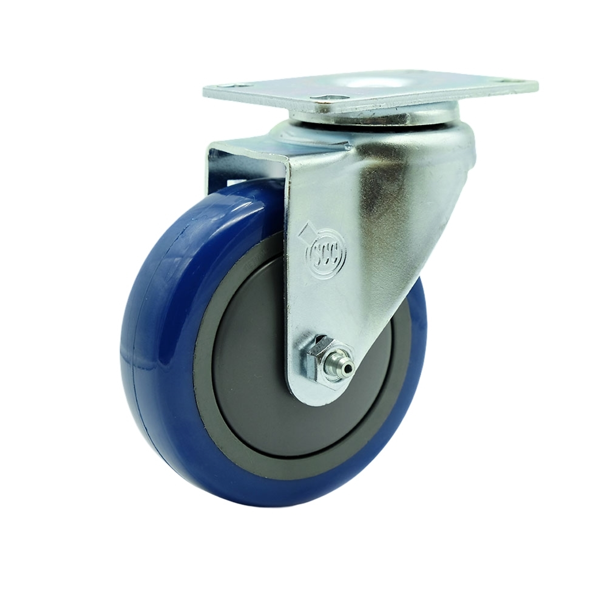 Service Caster, 4Inch x 1 1/4Inch Plate Caster, Wheel Diameter 4 in, Caster Type Swivel, Package (qty.) 1, Model SCC-20S414-PPUB-BLUE