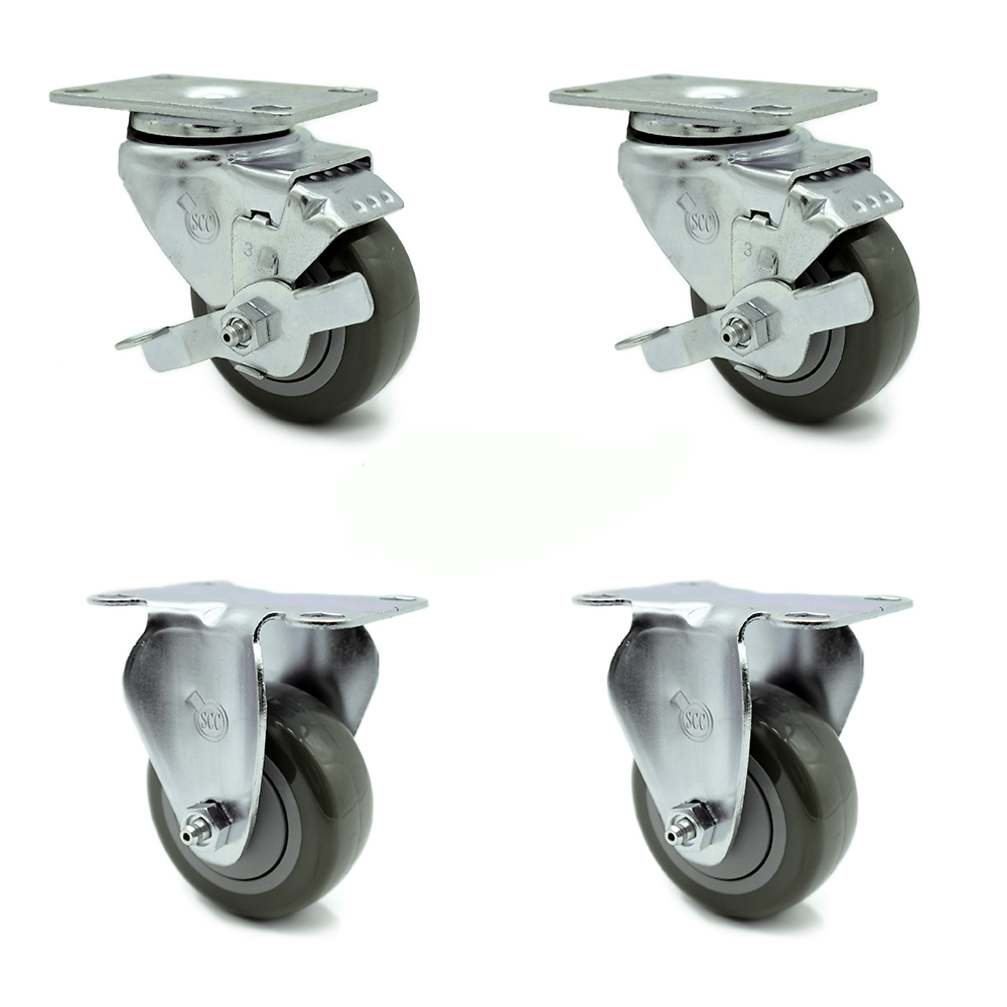 Service Caster, 3Inch x 1 1/4Inch Plate Casters, Wheel Diameter 3 in, Caster Type Swivel, Package (qty.) 4, Model SCC-20S314-PPUB-TLB-2-R314-2