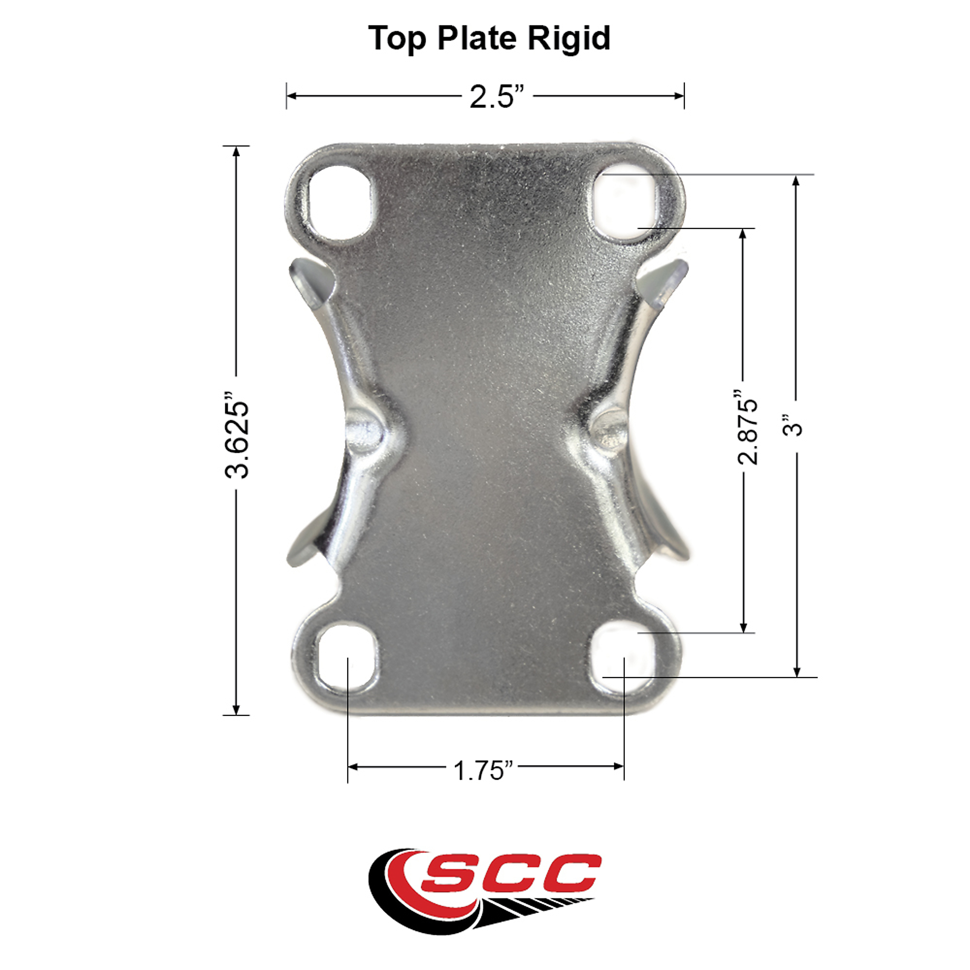 Service Caster, 3Inch x 1 1/4Inch Plate Caster, Wheel Diameter 3 in, Caster Type Rigid, Package (qty.) 1, Model SCC-20R314-PPUB