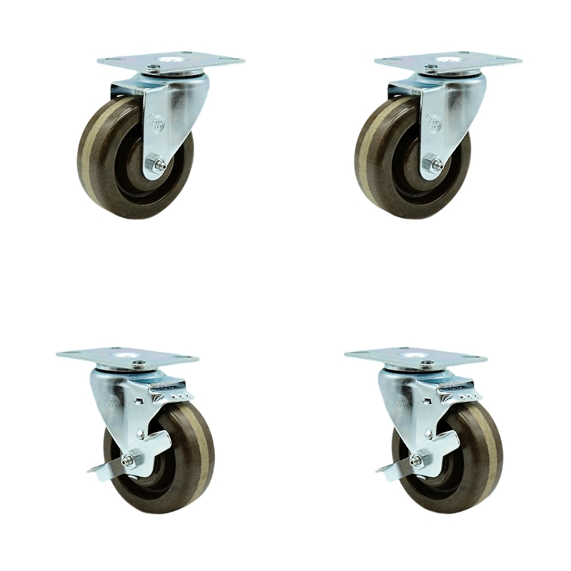 Service Caster, 4Inch x 1 1/2Inch Plate Casters, Wheel Diameter 4 in, Caster Type Swivel, Package (qty.) 4, Model SCC-20S415-PHSHT-TP2-2-TLB-2