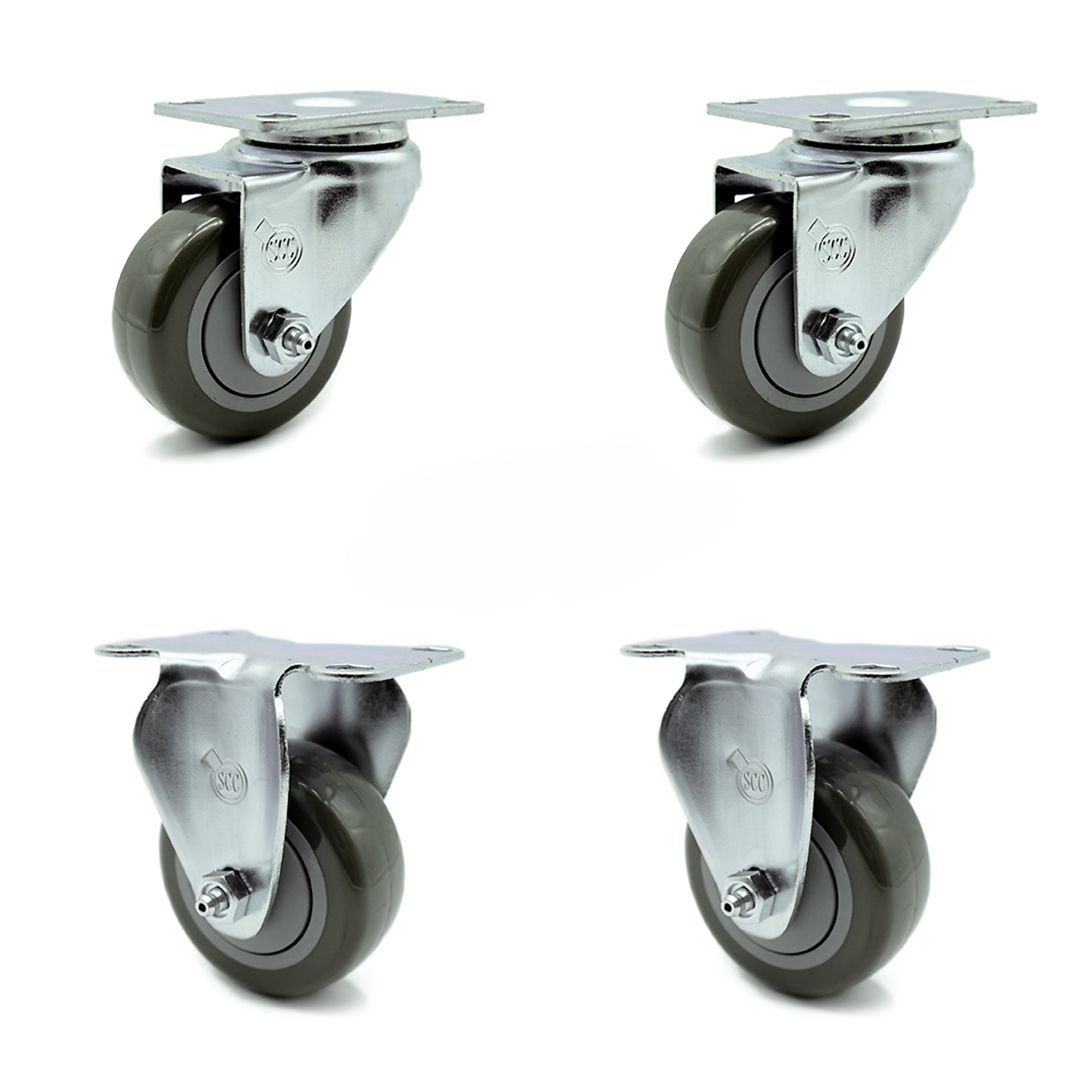 Service Caster, 3Inch x 1 1/4Inch Plate Casters, Wheel Diameter 3 in, Caster Type Swivel, Package (qty.) 4, Model SCC-20S314-PPUB-2-R314-2