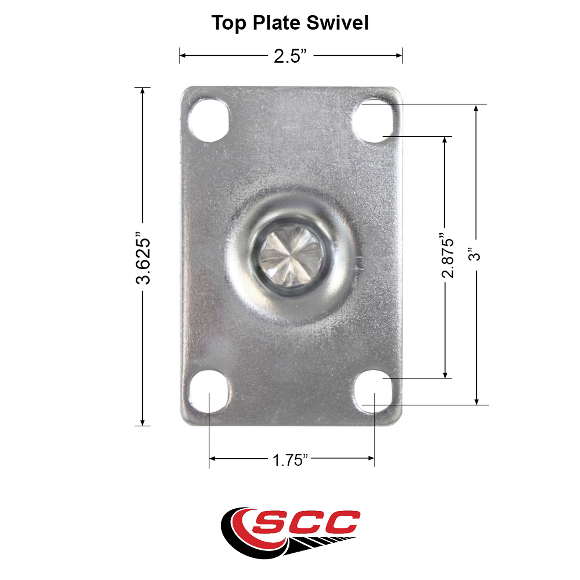 Service Caster, 5Inch x 1 1/4Inch Plate Caster, Wheel Diameter 5 in, Caster Type Swivel, Package (qty.) 1, Model SCC-20S514-PPUB-TLB