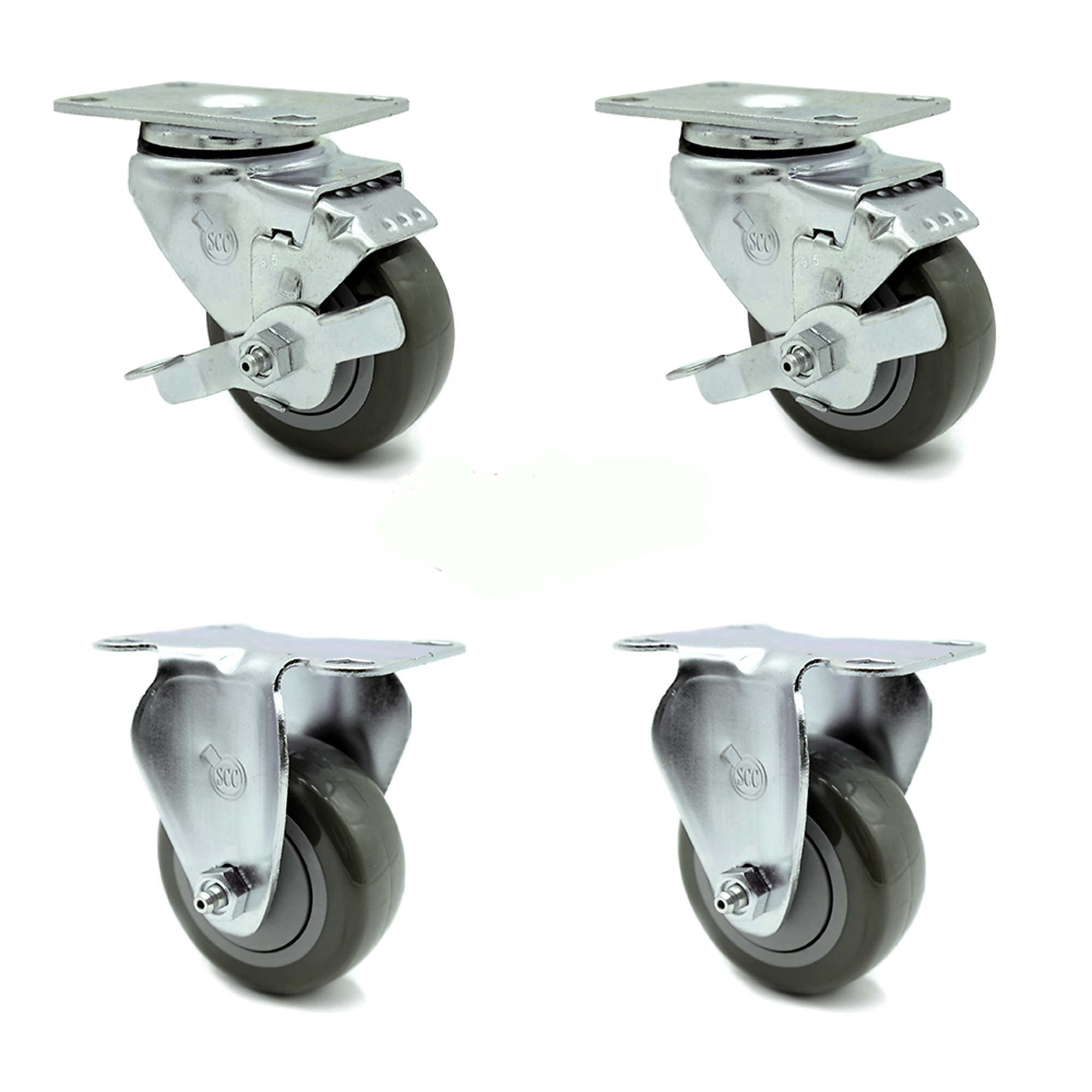 Service Caster, 3 1/2Inch x 1 1/4Inch Plate Casters, Wheel Diameter 3.5 in, Caster Type Swivel, Package (qty.) 4, Model SCC-20S3514-PPUB-TLB-2-R3514-2