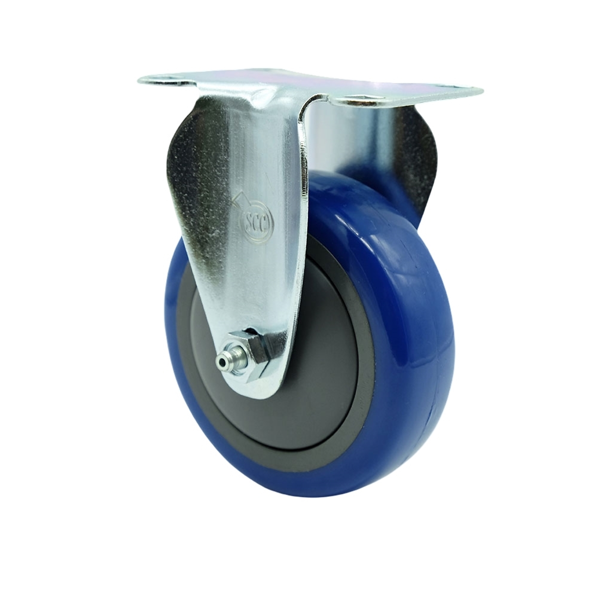 Service Caster, 4Inch x 1 1/4Inch Plate Caster, Wheel Diameter 4 in, Caster Type Rigid, Package (qty.) 1, Model SCC-20R414-PPUB-BLUE