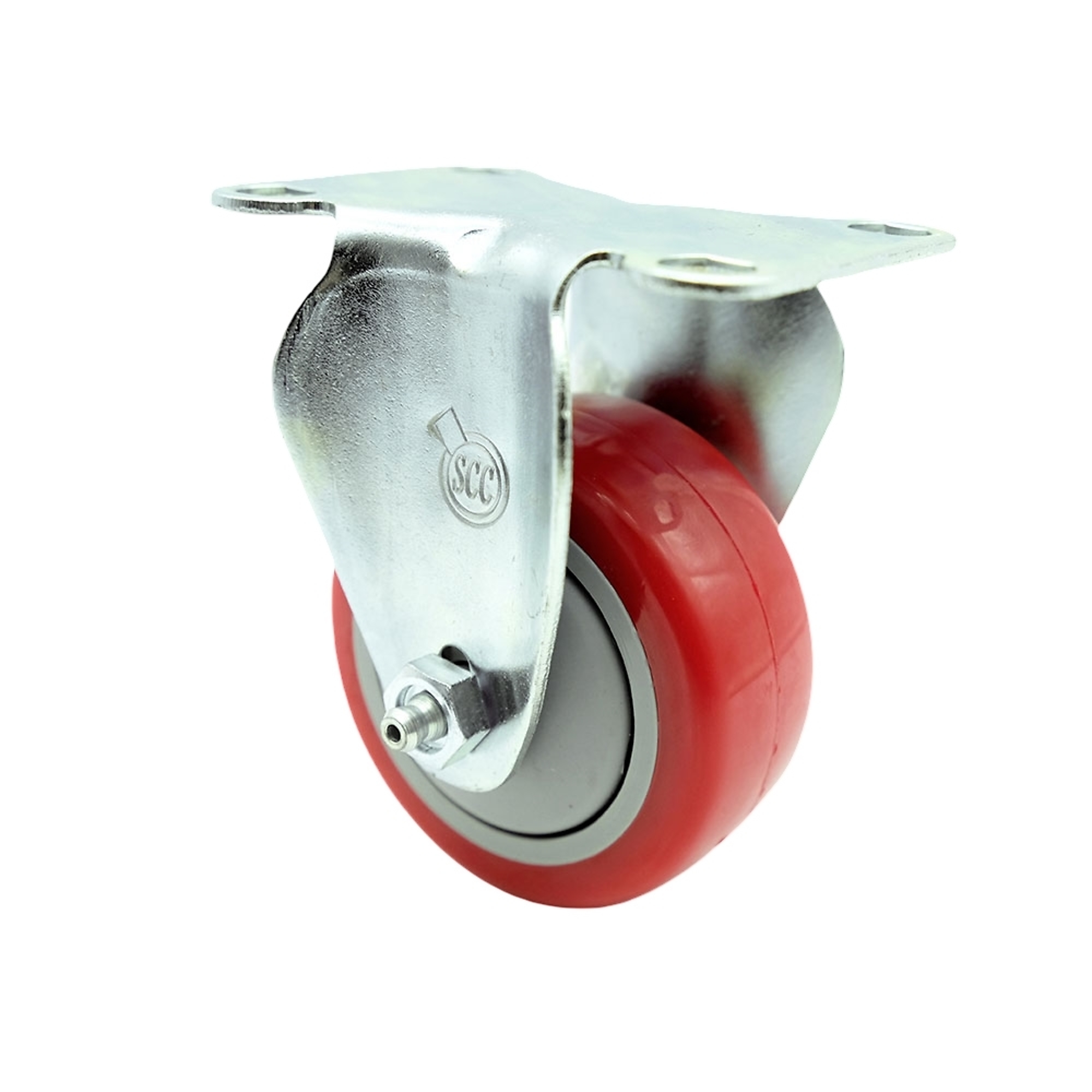 Service Caster, 3Inch x 1 1/4Inch Plate Caster, Wheel Diameter 3 in, Caster Type Rigid, Package (qty.) 1, Model SCC-20R314-PPUB-RED