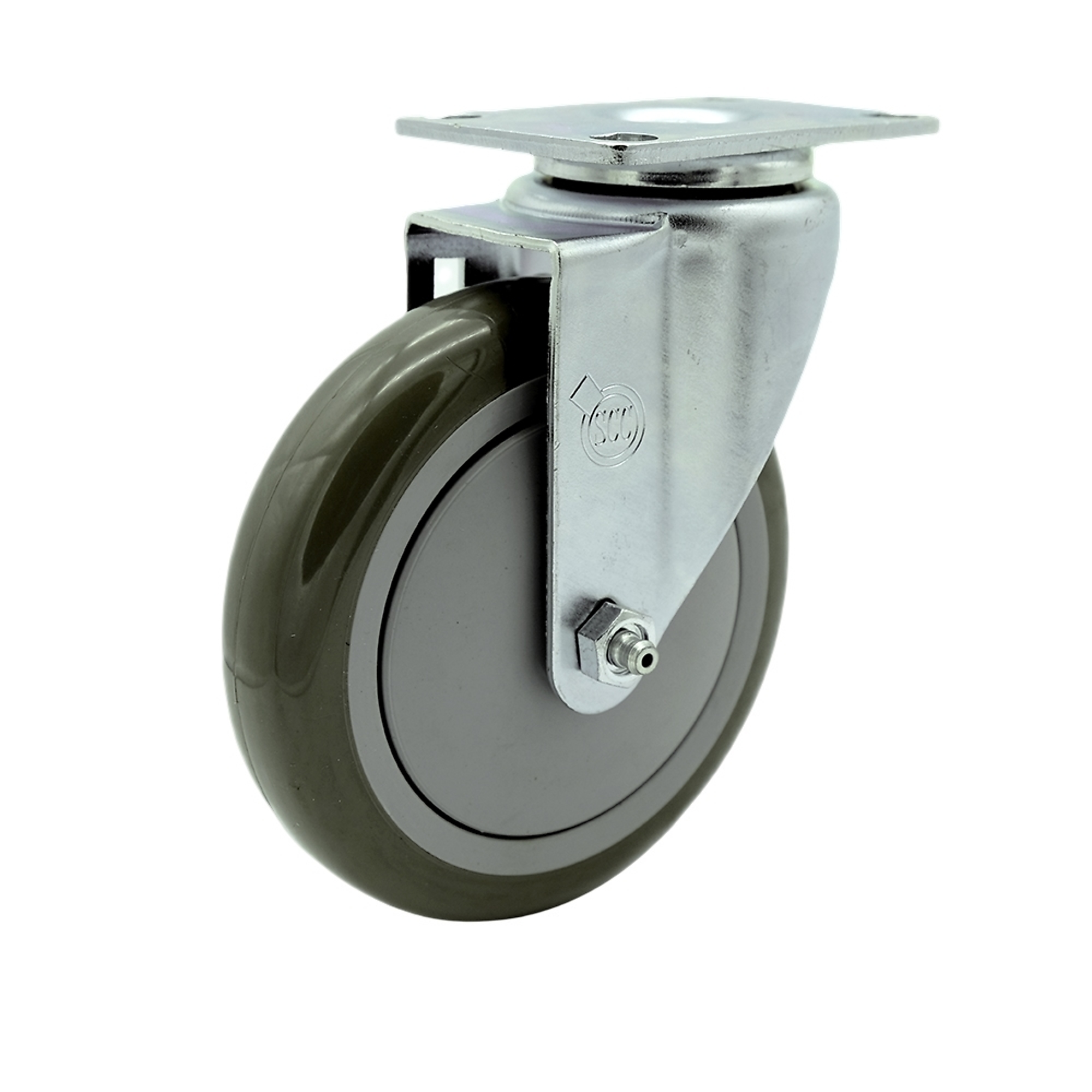 Service Caster, 5Inch x 1 1/4Inch Plate Caster, Wheel Diameter 5 in, Caster Type Swivel, Package (qty.) 1, Model SCC-20S514-PPUB