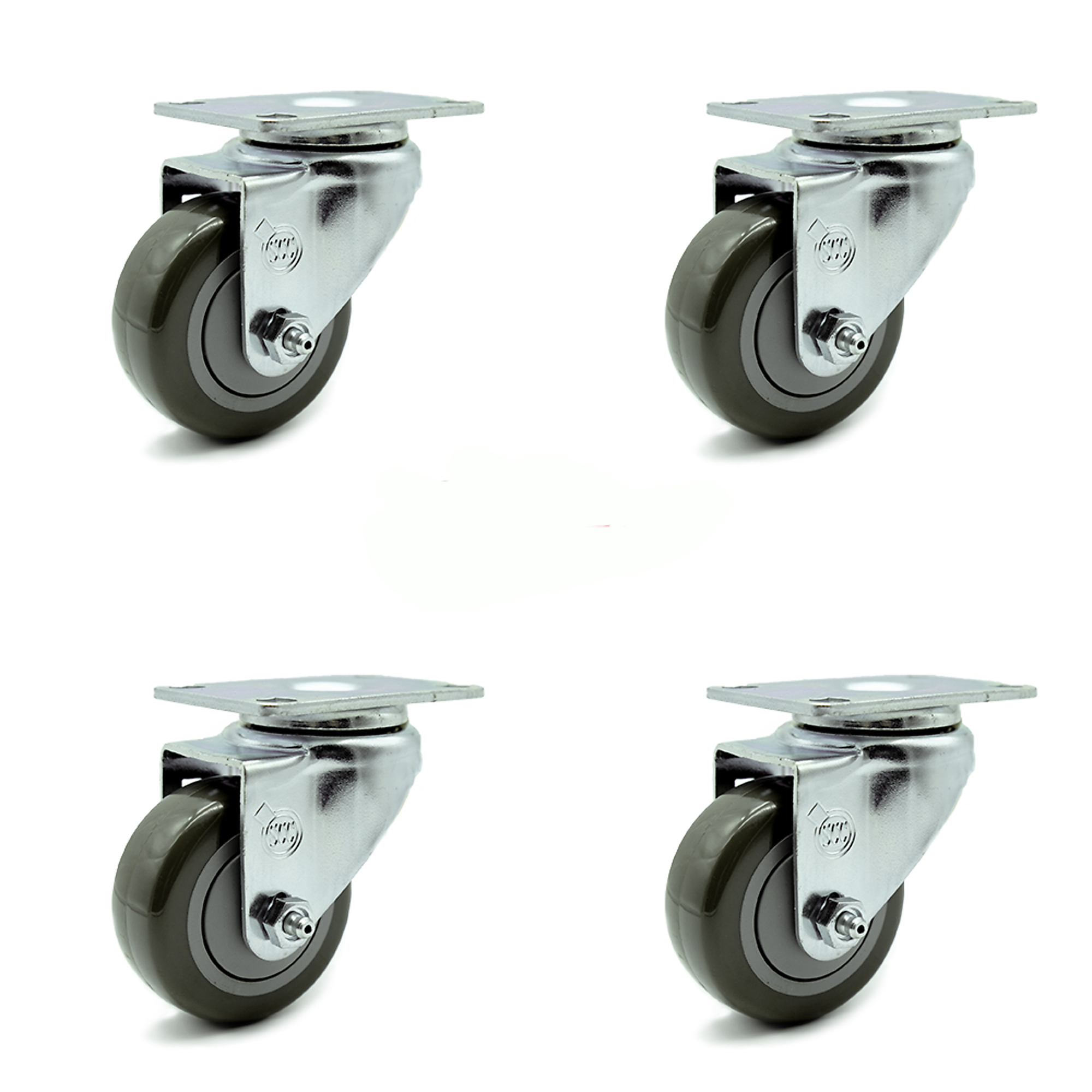 Service Caster, 3Inch x 1 1/4Inch Plate Casters, Wheel Diameter 3 in, Caster Type Swivel, Package (qty.) 4, Model SCC-20S314-PPUB-4