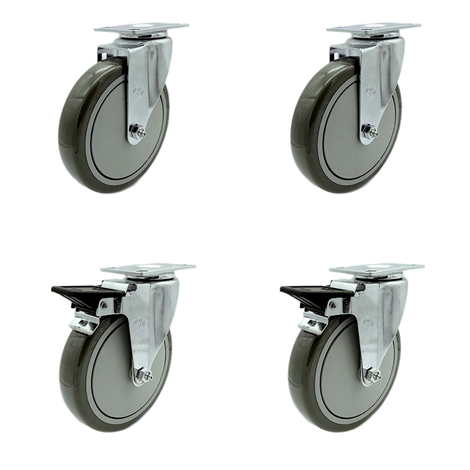 Service Caster, 6Inch x 1 1/4Inch Plate Casters, Wheel Diameter 6 in, Caster Type Swivel, Package (qty.) 4, Model SCC-20S614-PPUB-2-PLB-2