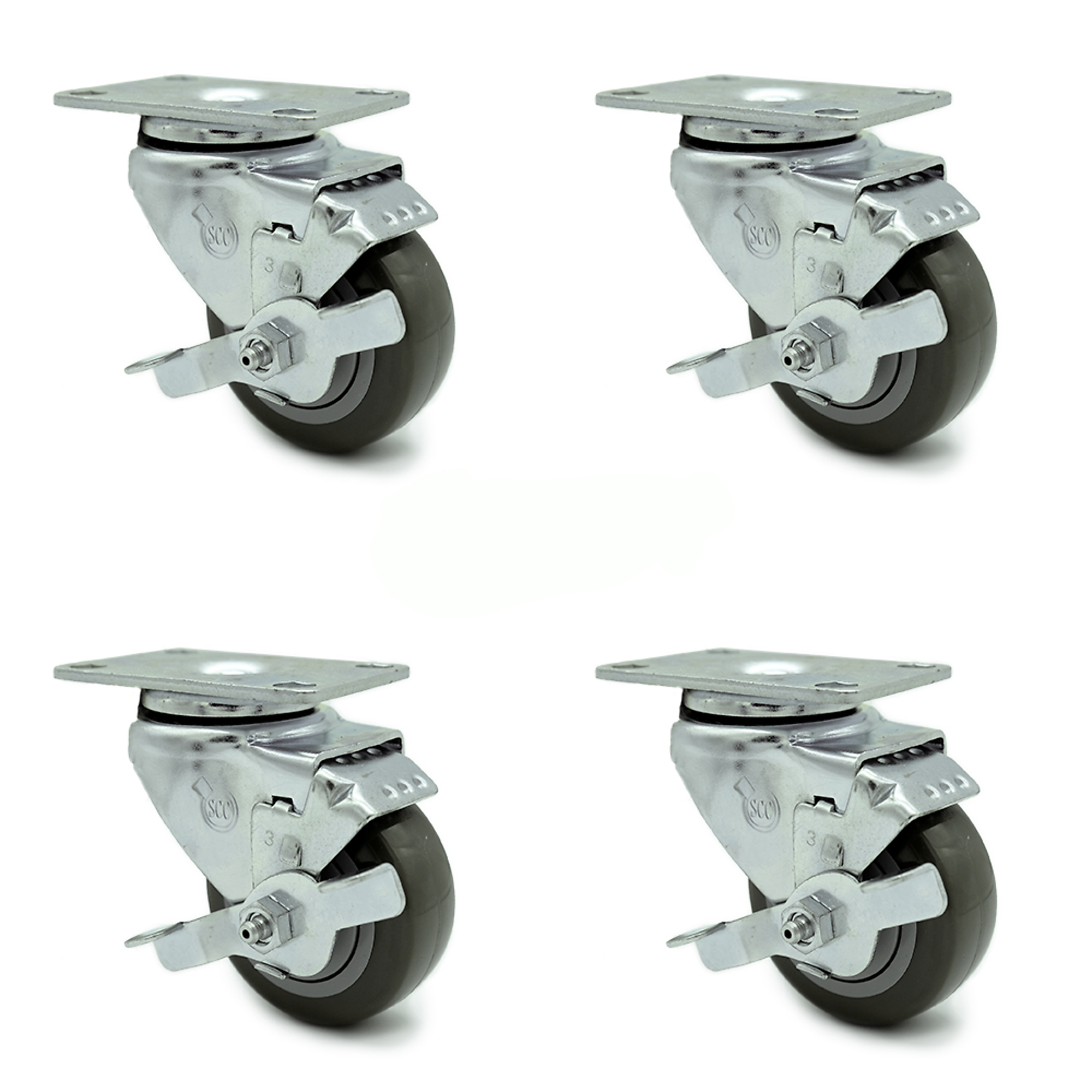 Service Caster, 3 1/2Inch x 1 1/4Inch Plate Casters, Wheel Diameter 3.5 in, Caster Type Swivel, Package (qty.) 4, Model SCC-20S3514-PPUB-TLB-4