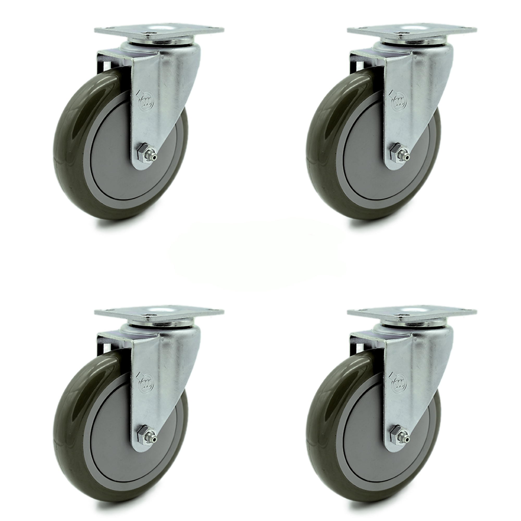 Service Caster, 5Inch x 1 1/4Inch Plate Casters, Wheel Diameter 5 in, Caster Type Swivel, Package (qty.) 4, Model SCC-20S514-PPUB-4