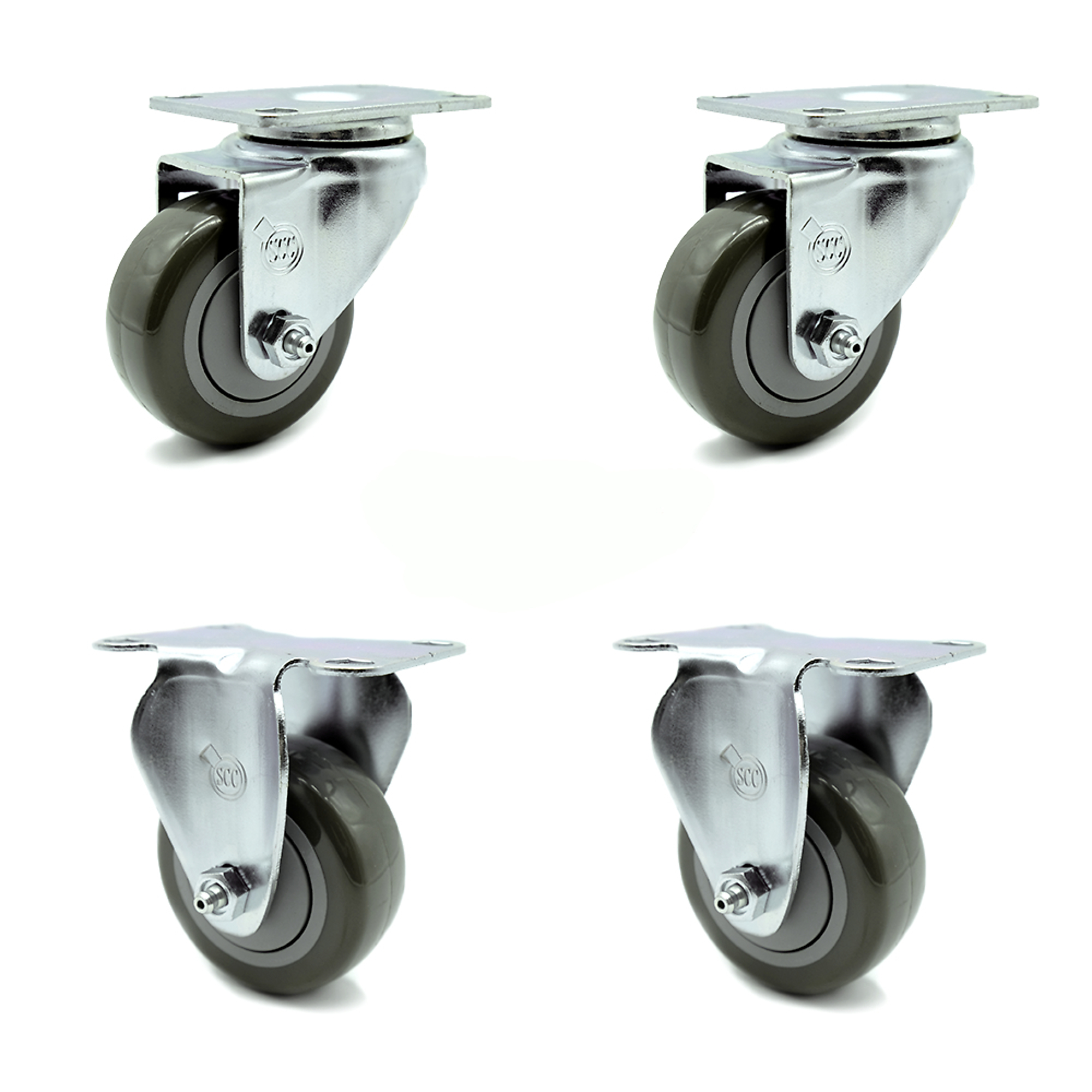 Service Caster, 3 1/2Inch x 1 1/4Inch Plate Casters, Wheel Diameter 3.5 in, Caster Type Swivel, Package (qty.) 4, Model SCC-20S3514-PPUB-2-R3514-2