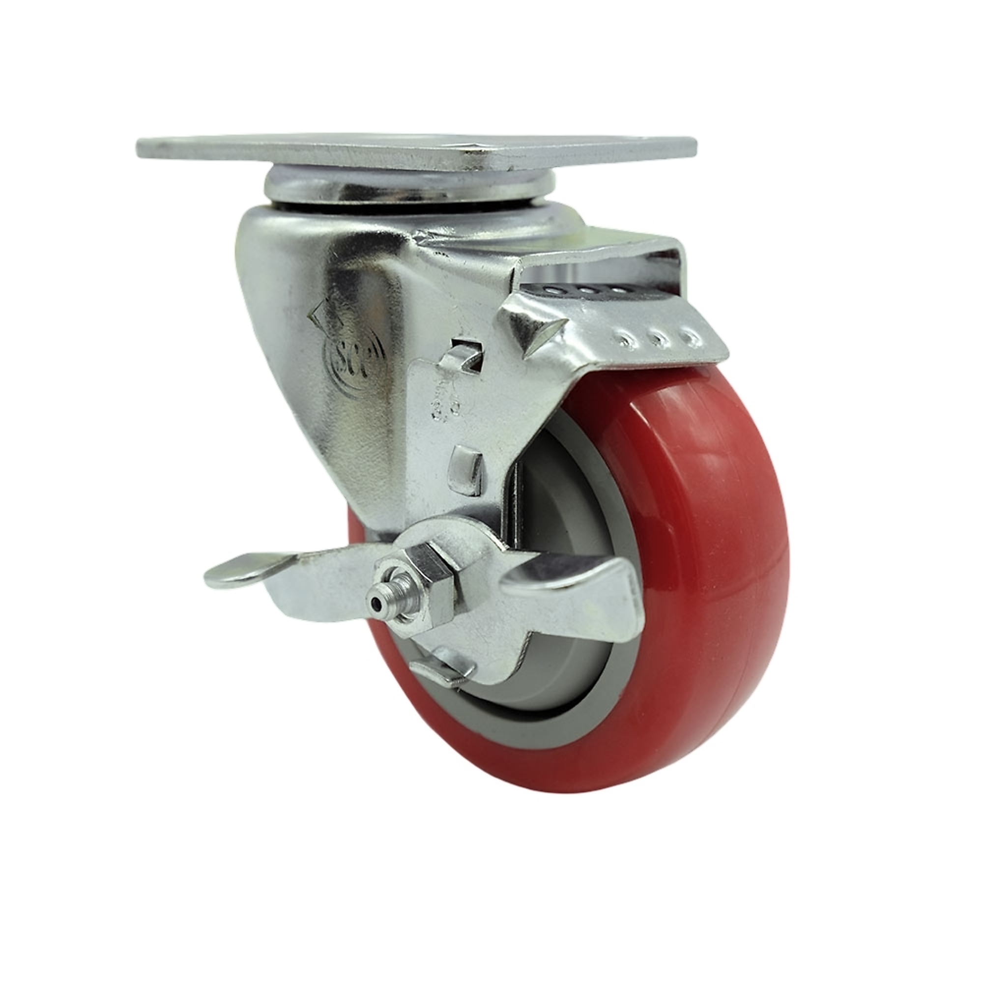 Service Caster, 3 1/2Inch x 1 1/4Inch Plate Caster, Wheel Diameter 3.5 in, Caster Type Swivel, Package (qty.) 1, Model SCC-20S3514-PPUB-RED-TLB