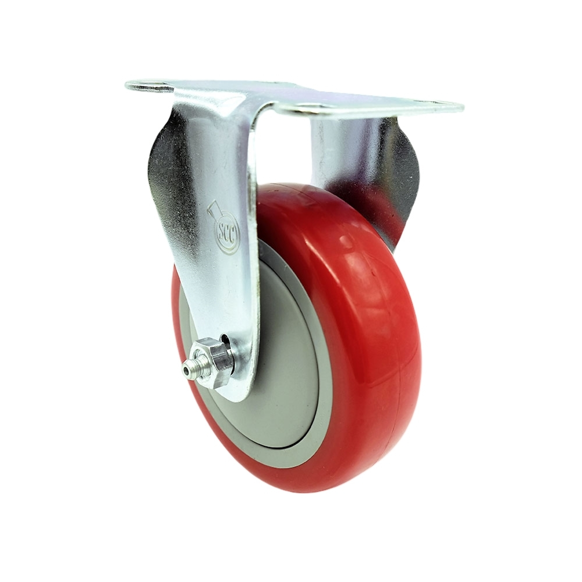 Service Caster, 4Inch x 1 1/4Inch Plate Caster, Wheel Diameter 4 in, Caster Type Rigid, Package (qty.) 1, Model SCC-20R414-PPUB-RED