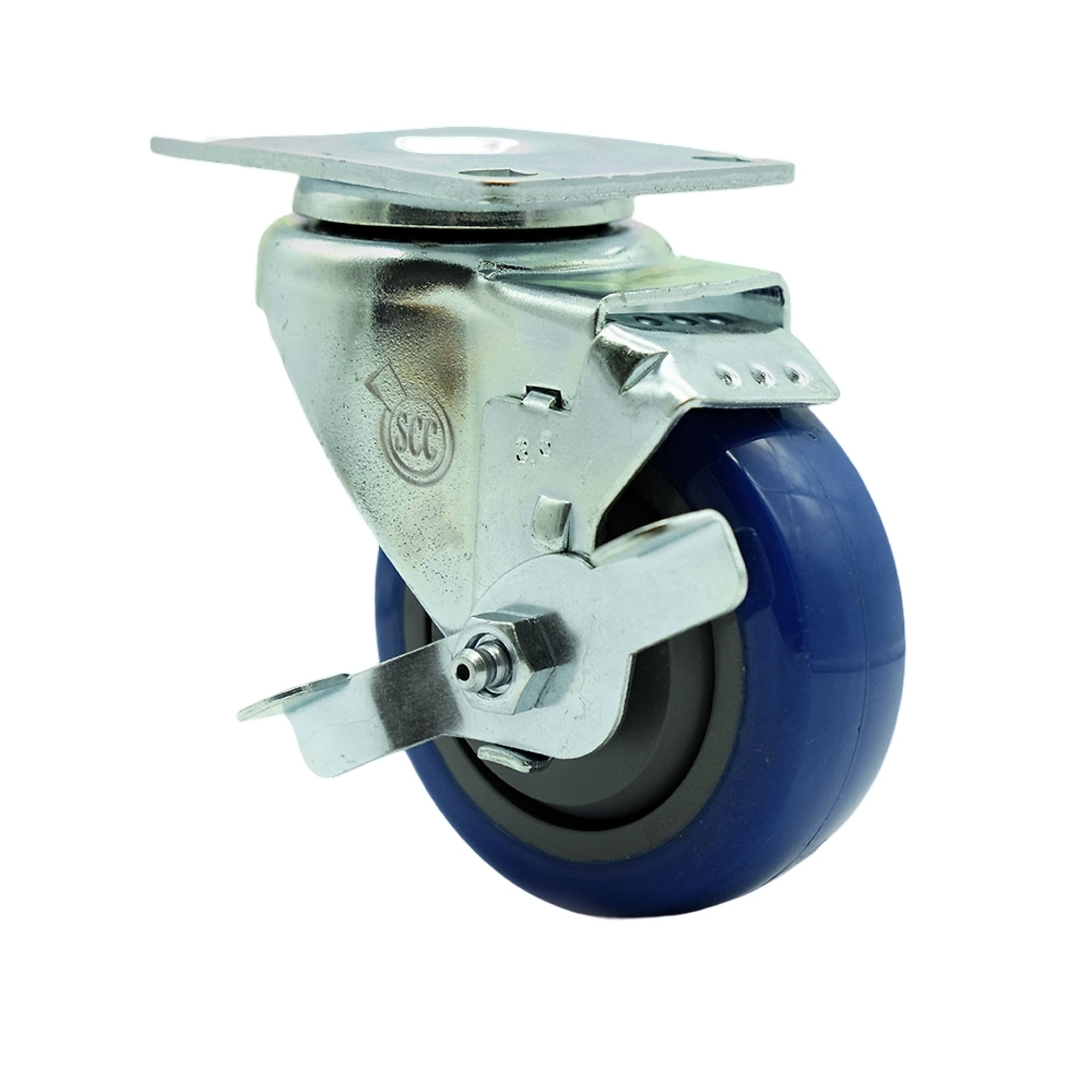 Service Caster, 3 1/2Inch x 1 1/4Inch Plate Caster, Wheel Diameter 3.5 in, Caster Type Swivel, Package (qty.) 1, Model SCC-SS20S3514-PPUB-BLUE-TLB