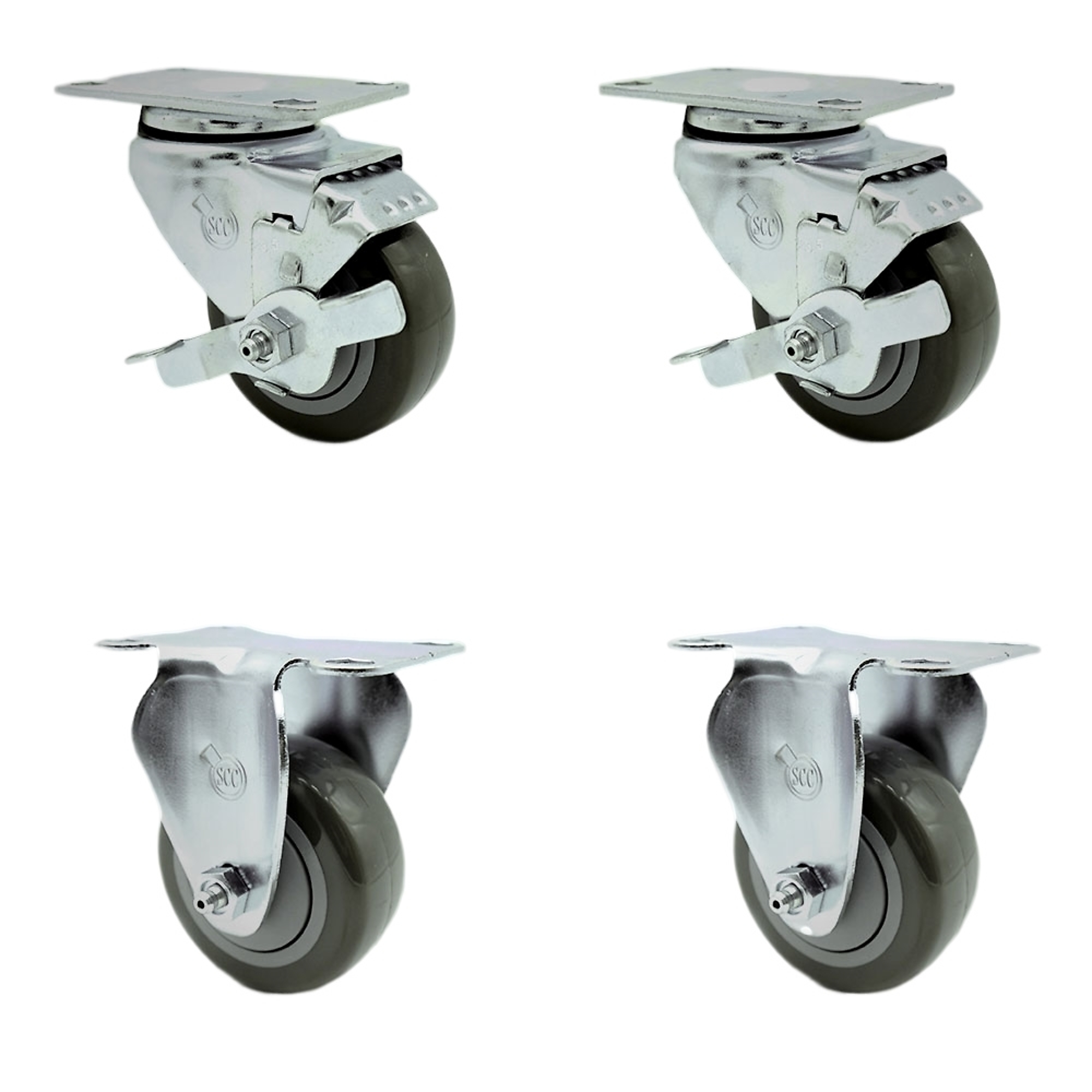 Service Caster, 3 1/2Inch x 1 1/4Inch Plate Casters, Wheel Diameter 3.5 in, Caster Type Swivel, Package (qty.) 4, Model SCC-SS20S3514-PPUB-TLB-2-R3514