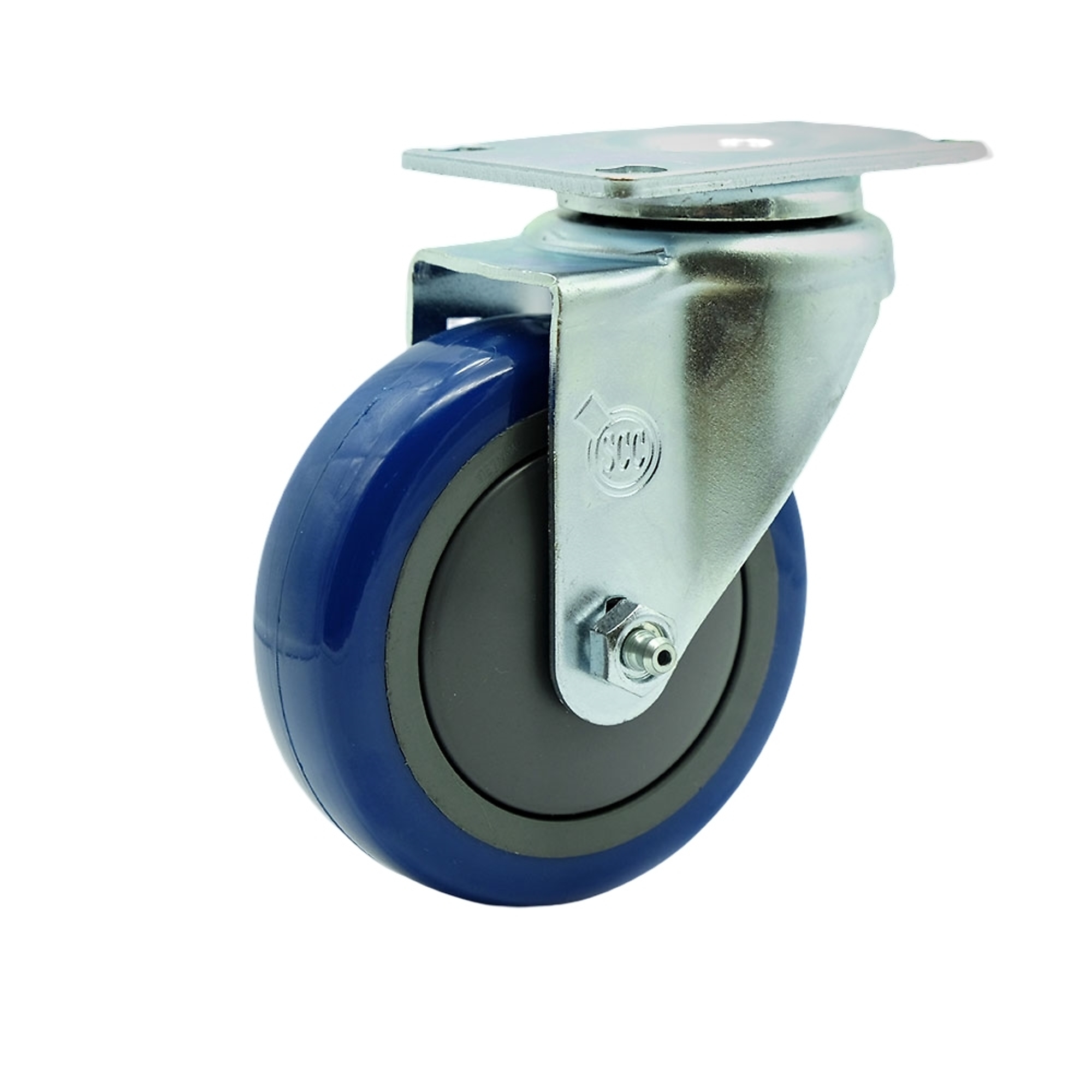 Service Caster, 4Inch x 1 1/4Inch Plate Caster, Wheel Diameter 4 in, Caster Type Swivel, Package (qty.) 1, Model SCC-SS20S414-PPUB-BLUE