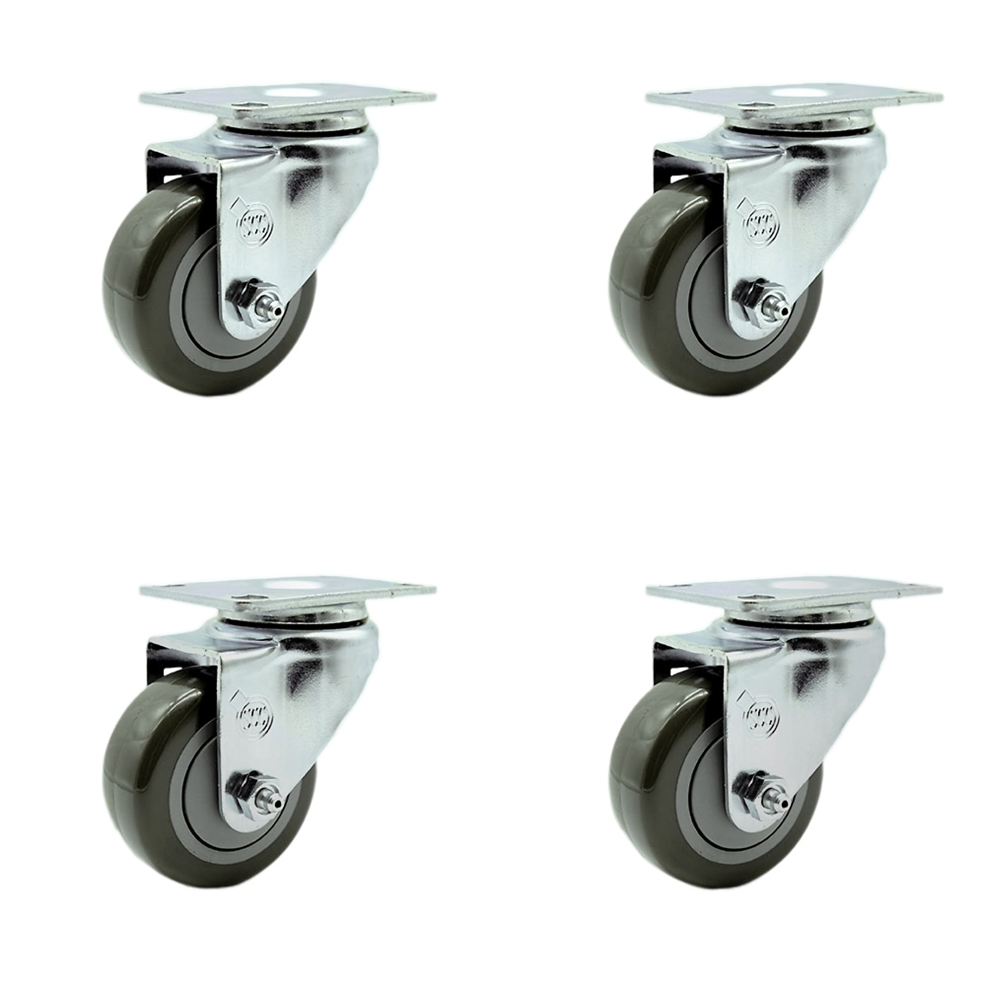 Service Caster, 3Inch x 1 1/4Inch Plate Casters, Wheel Diameter 3 in, Caster Type Swivel, Package (qty.) 4, Model SCC-SS20S314-PPUB-4