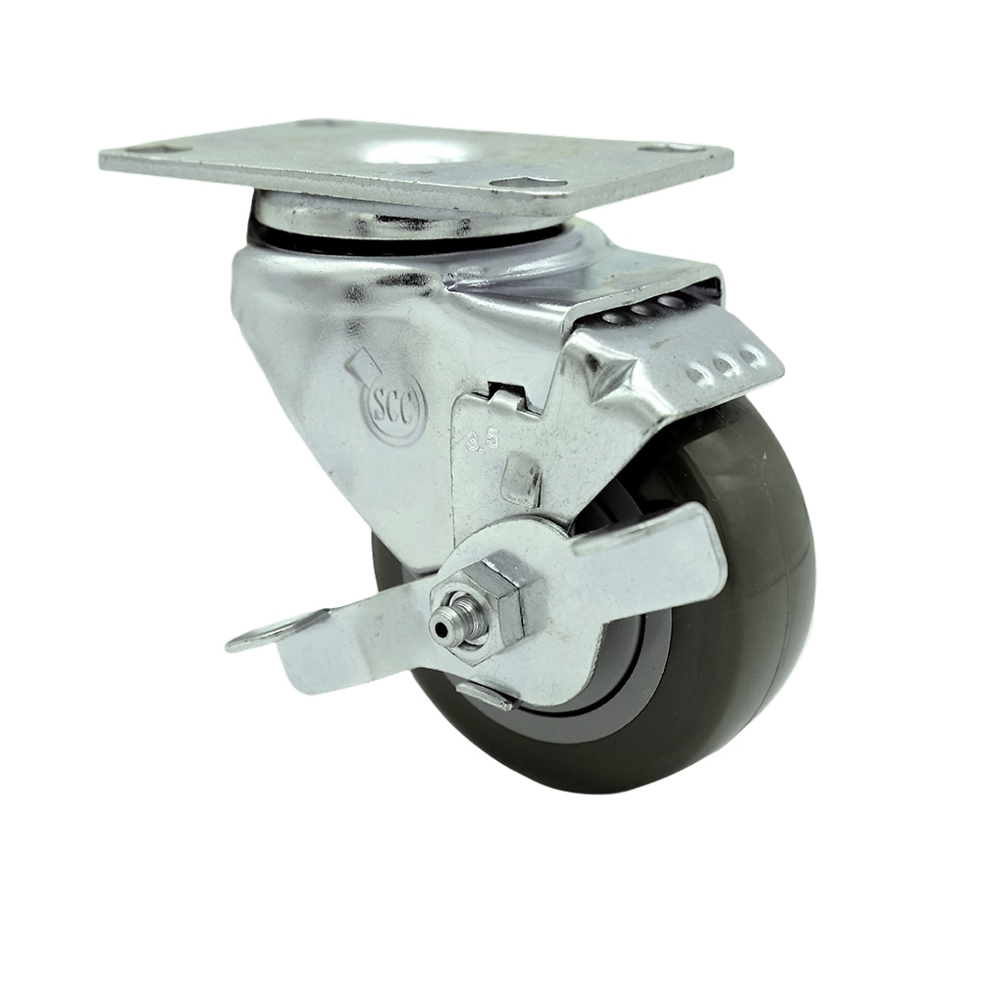 Service Caster, 3 1/2Inch x 1 1/4Inch Plate Caster, Wheel Diameter 3.5 in, Caster Type Swivel, Package (qty.) 1, Model SCC-SS20S3514-PPUB-TLB