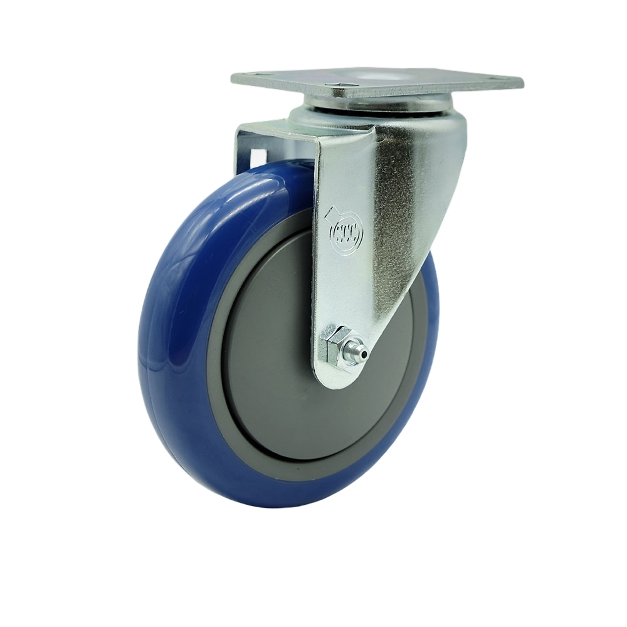 Service Caster, 5Inch x 1 1/4Inch Plate Caster, Wheel Diameter 5 in, Caster Type Swivel, Package (qty.) 1, Model SCC-SS20S514-PPUB-BLUE