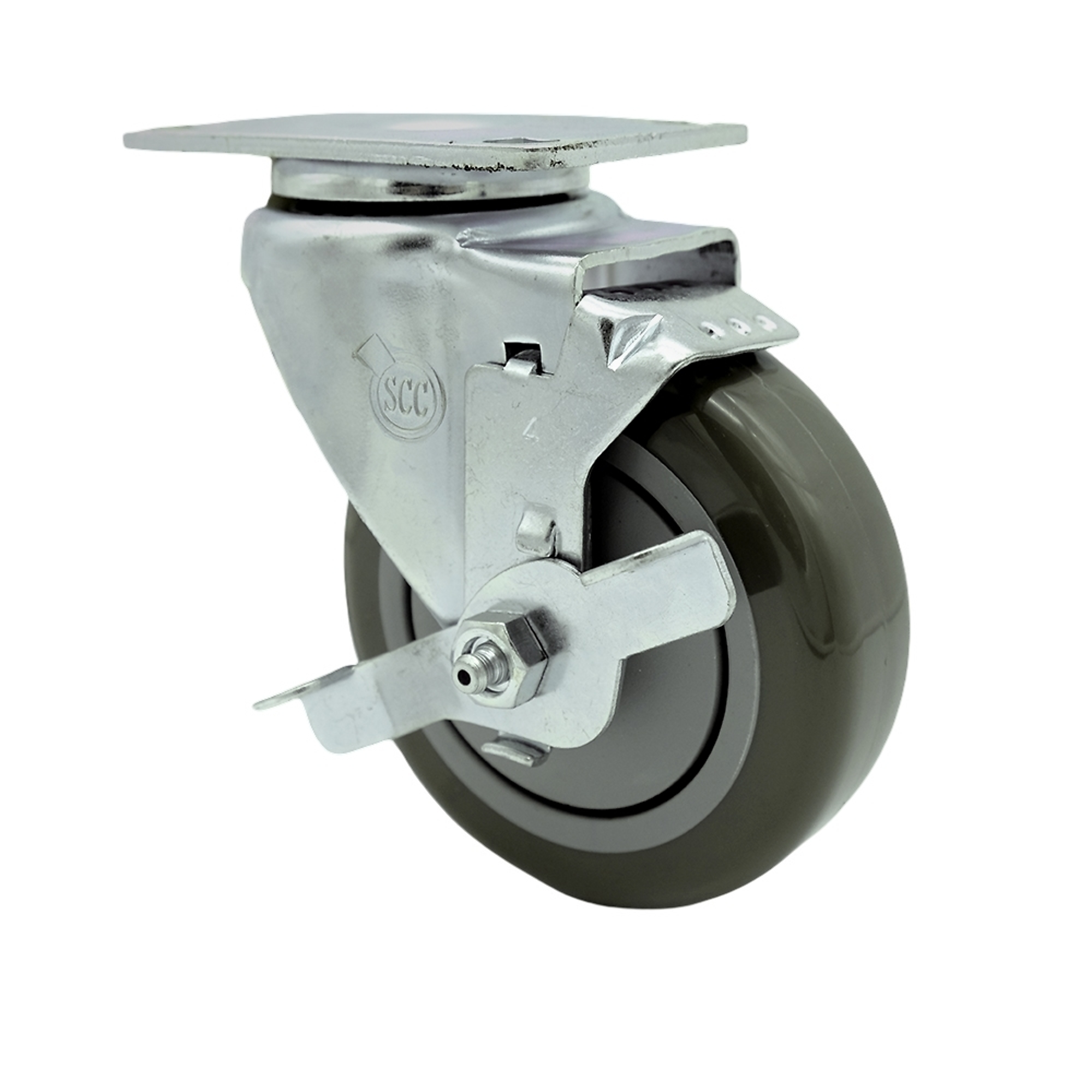 Service Caster, 4Inch x 1 1/4Inch Plate Caster, Wheel Diameter 4 in, Caster Type Swivel, Package (qty.) 1, Model SCC-SS20S414-PPUB-TLB