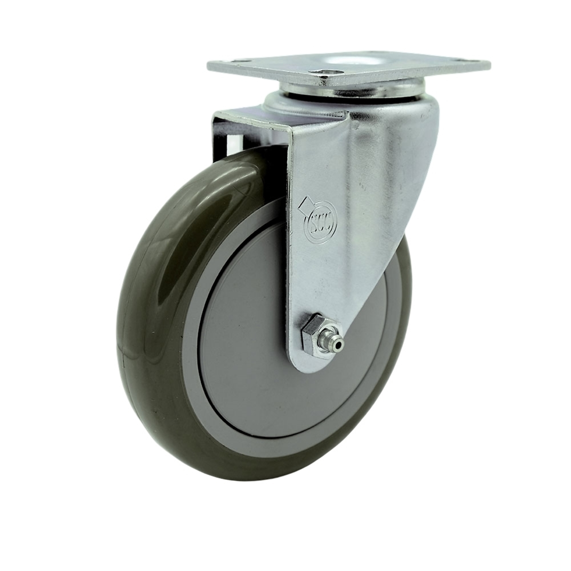 Service Caster, 5Inch x 1 1/4Inch Plate Caster, Wheel Diameter 5 in, Caster Type Swivel, Package (qty.) 1, Model SCC-SS20S514-PPUB