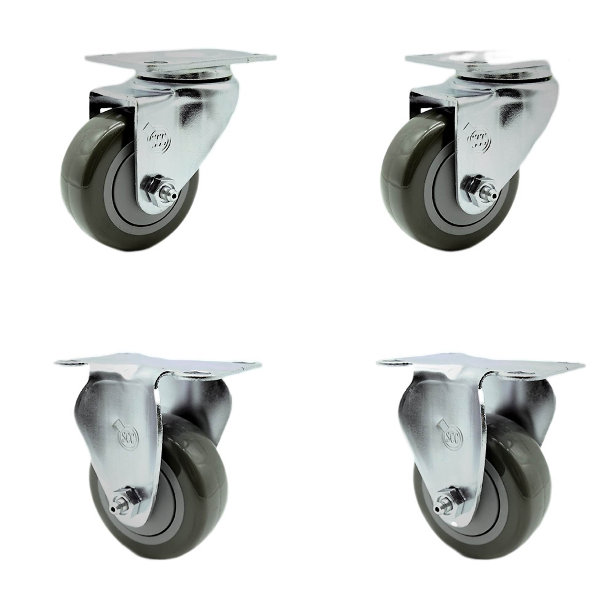 Service Caster, 3 1/2Inch x 1 1/4Inch Plate Casters, Wheel Diameter 3.5 in, Caster Type Swivel, Package (qty.) 4, Model SCC-SS20S3514-PPUB-2-R3514-2