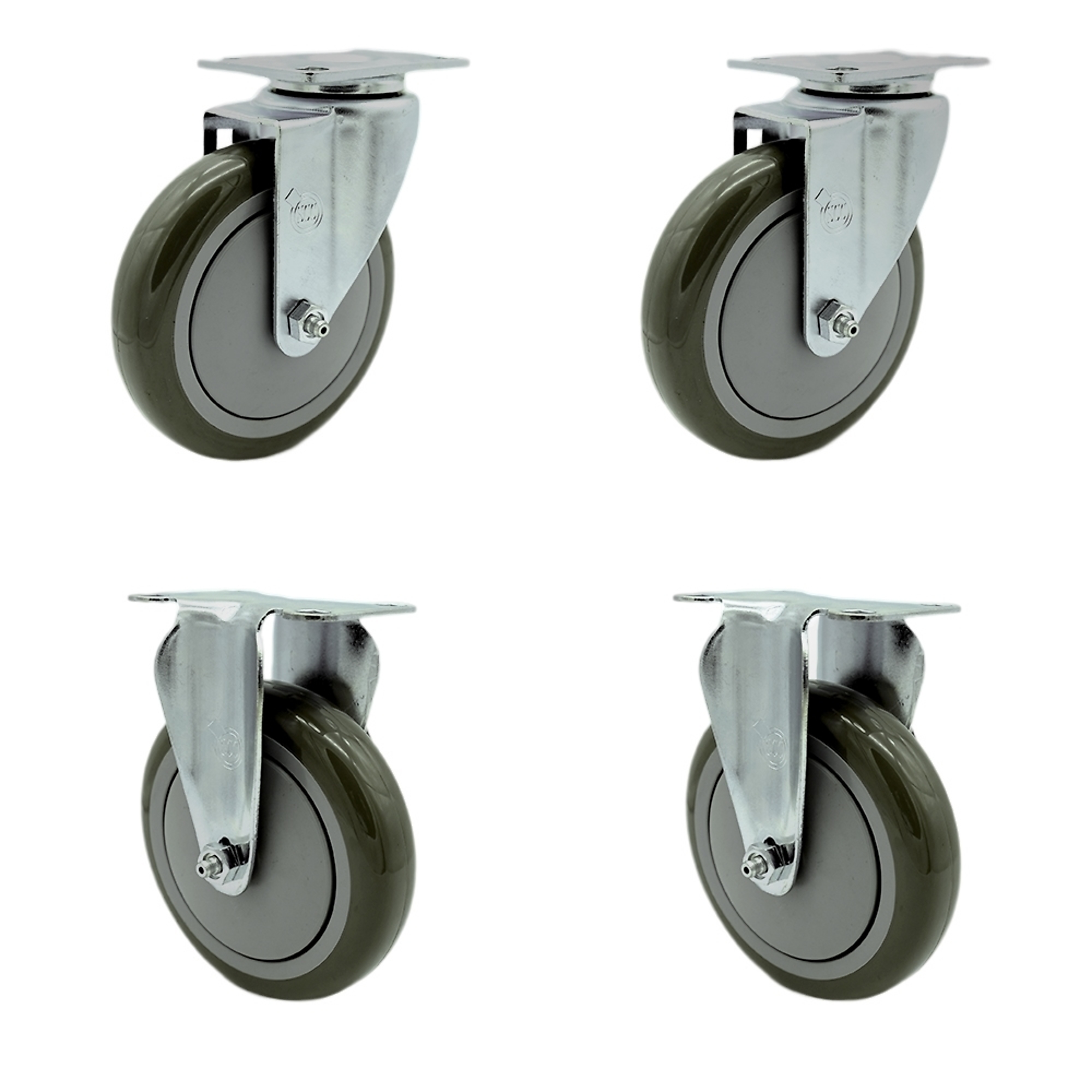 Service Caster, 5Inch x 1 1/4Inch Plate Casters, Wheel Diameter 5 in, Caster Type Swivel, Package (qty.) 4, Model SCC-SS20S514-PPUB-2-R514-2