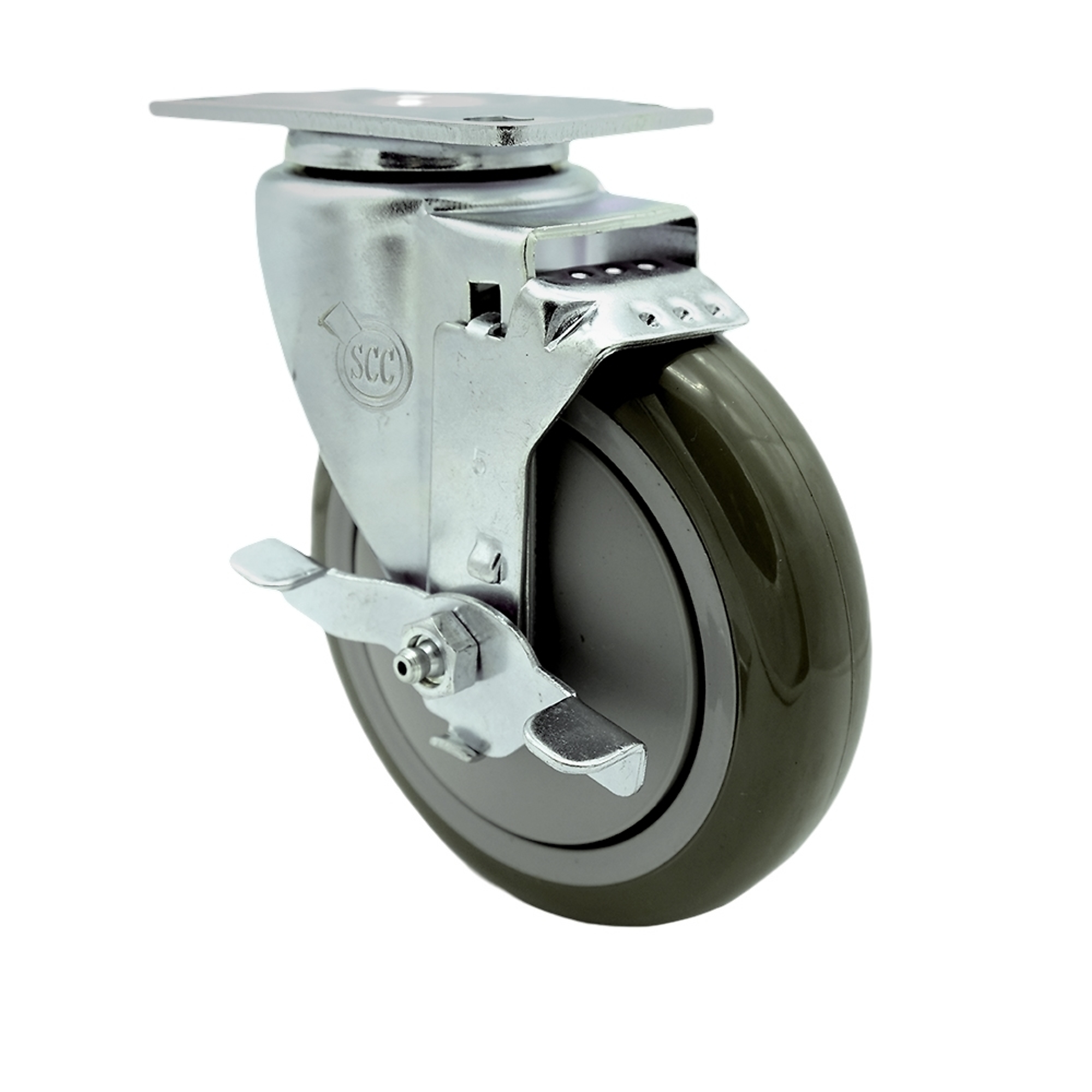 Service Caster, 5Inch x 1 1/4Inch Plate Caster, Wheel Diameter 5 in, Caster Type Swivel, Package (qty.) 1, Model SCC-SS20S514-PPUB-TLB