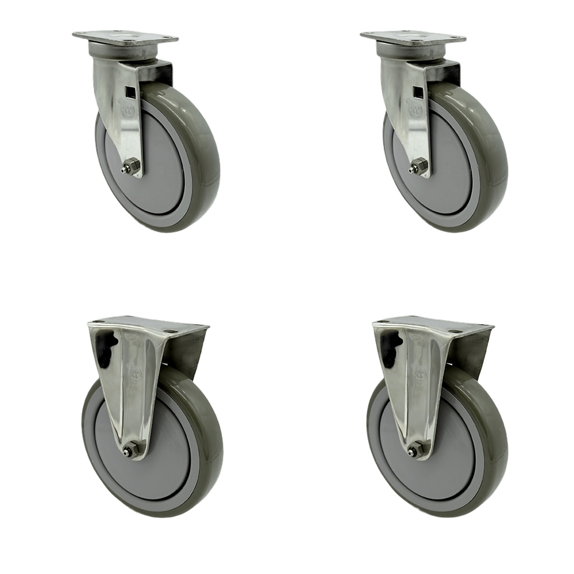 Service Caster, 6Inch x 1 1/4Inch Plate Casters, Wheel Diameter 6 in, Caster Type Swivel, Package (qty.) 4, Model SCC-SS20S614-PPUB-2-R614-2