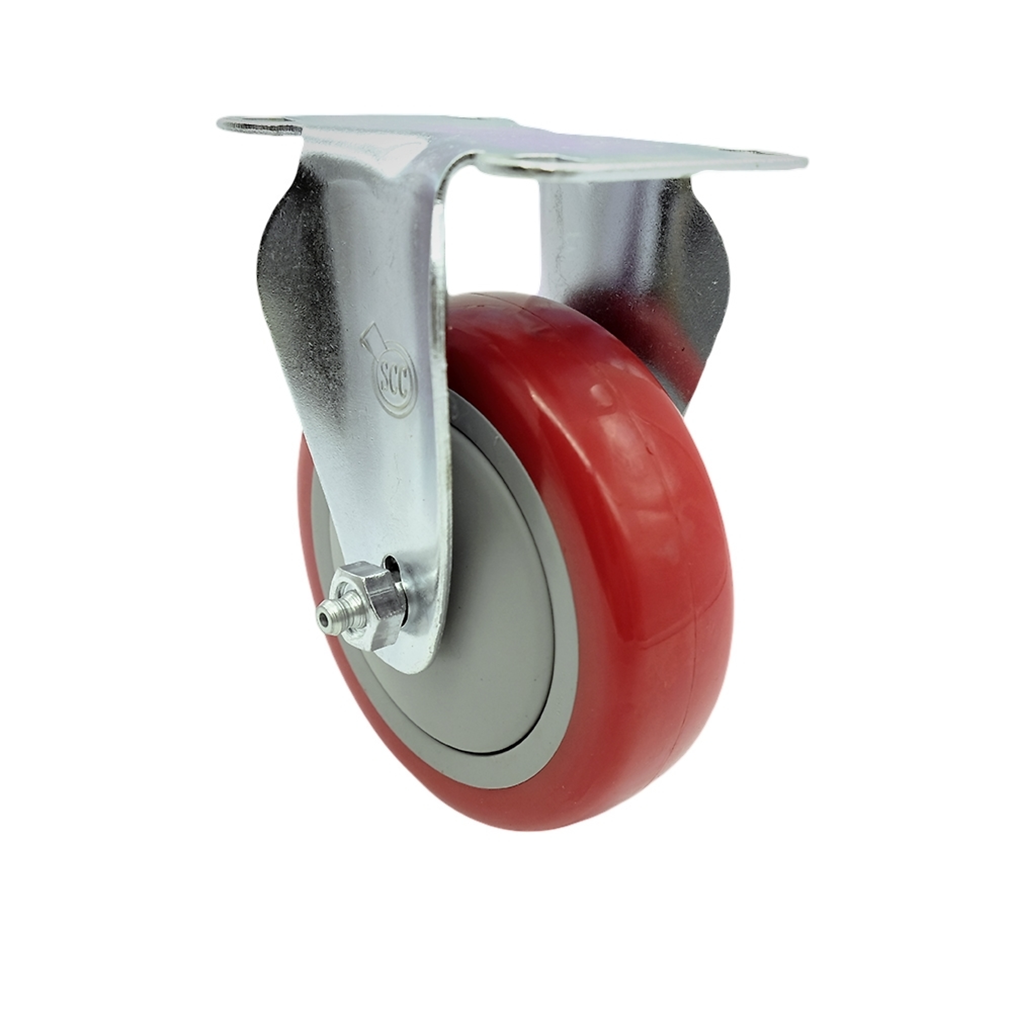 Service Caster, 4Inch x 1 1/4Inch Plate Caster, Wheel Diameter 4 in, Caster Type Rigid, Package (qty.) 1, Model SCC-SS20R414-PPUB-RED