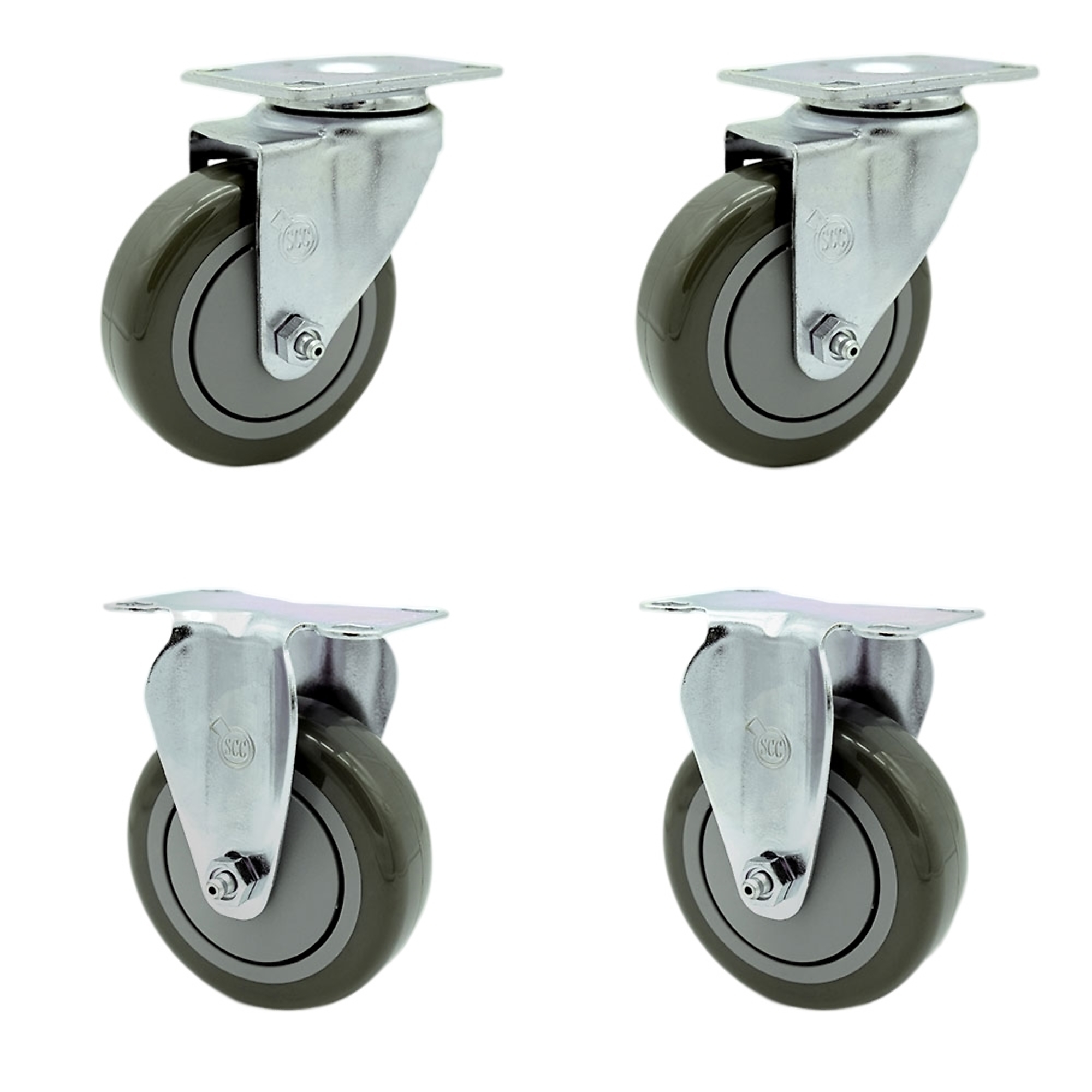 Service Caster, 4Inch x 1 1/4Inch Plate Casters, Wheel Diameter 4 in, Caster Type Swivel, Package (qty.) 4, Model SCC-SS20S414-PPUB-2-R414-2