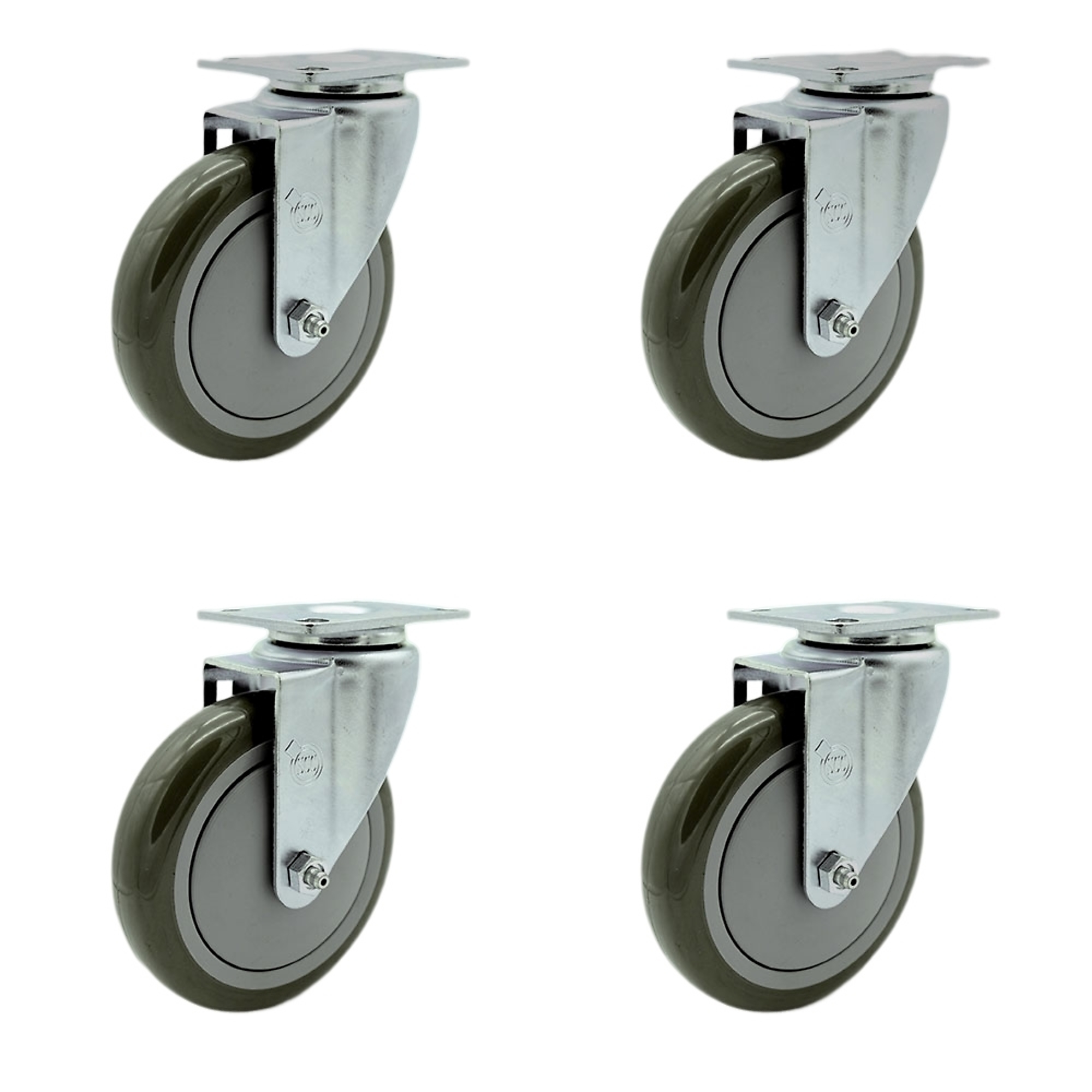 Service Caster, 5Inch x 1 1/4Inch Plate Casters, Wheel Diameter 5 in, Caster Type Swivel, Package (qty.) 4, Model SCC-SS20S514-PPUB-4