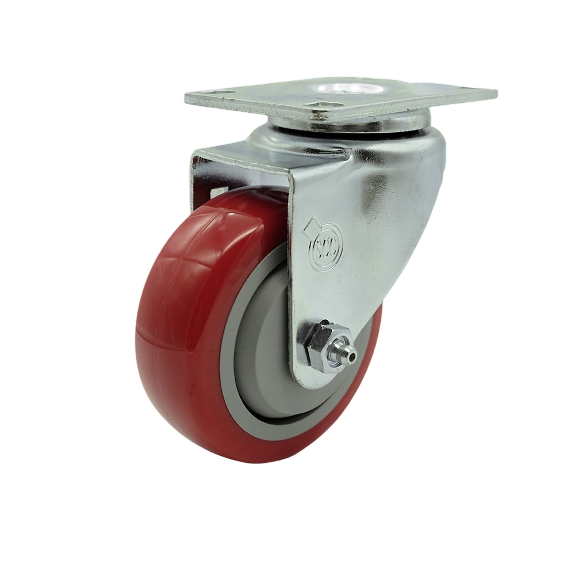 Service Caster, 3 1/2Inch x 1 1/4Inch Plate Caster, Wheel Diameter 3.5 in, Caster Type Swivel, Package (qty.) 1, Model SCC-SS20S3514-PPUB-RED